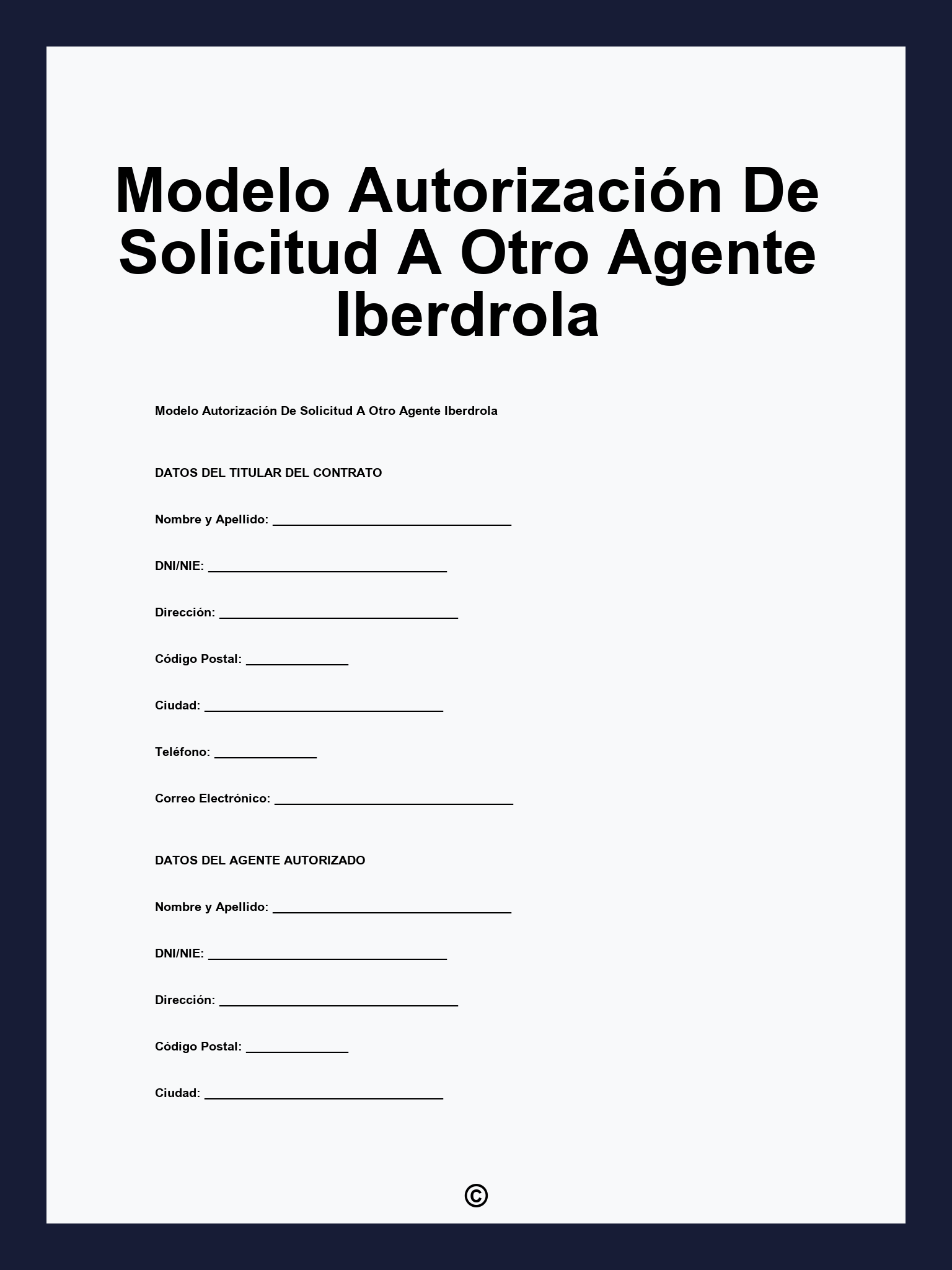 Modelo Autorización De Solicitud A Otro Agente Iberdrola