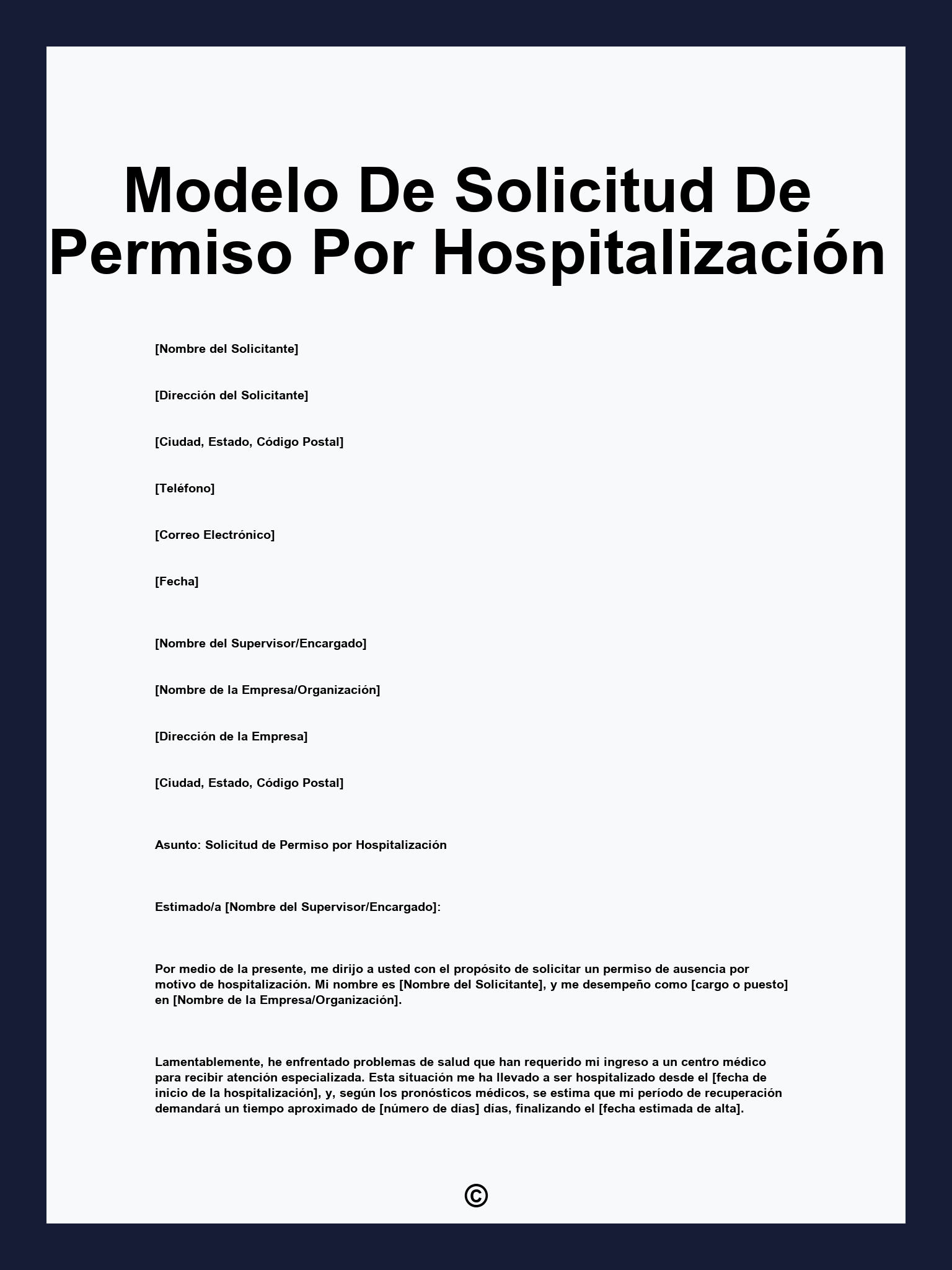 Modelo De Solicitud De Permiso Por Hospitalización