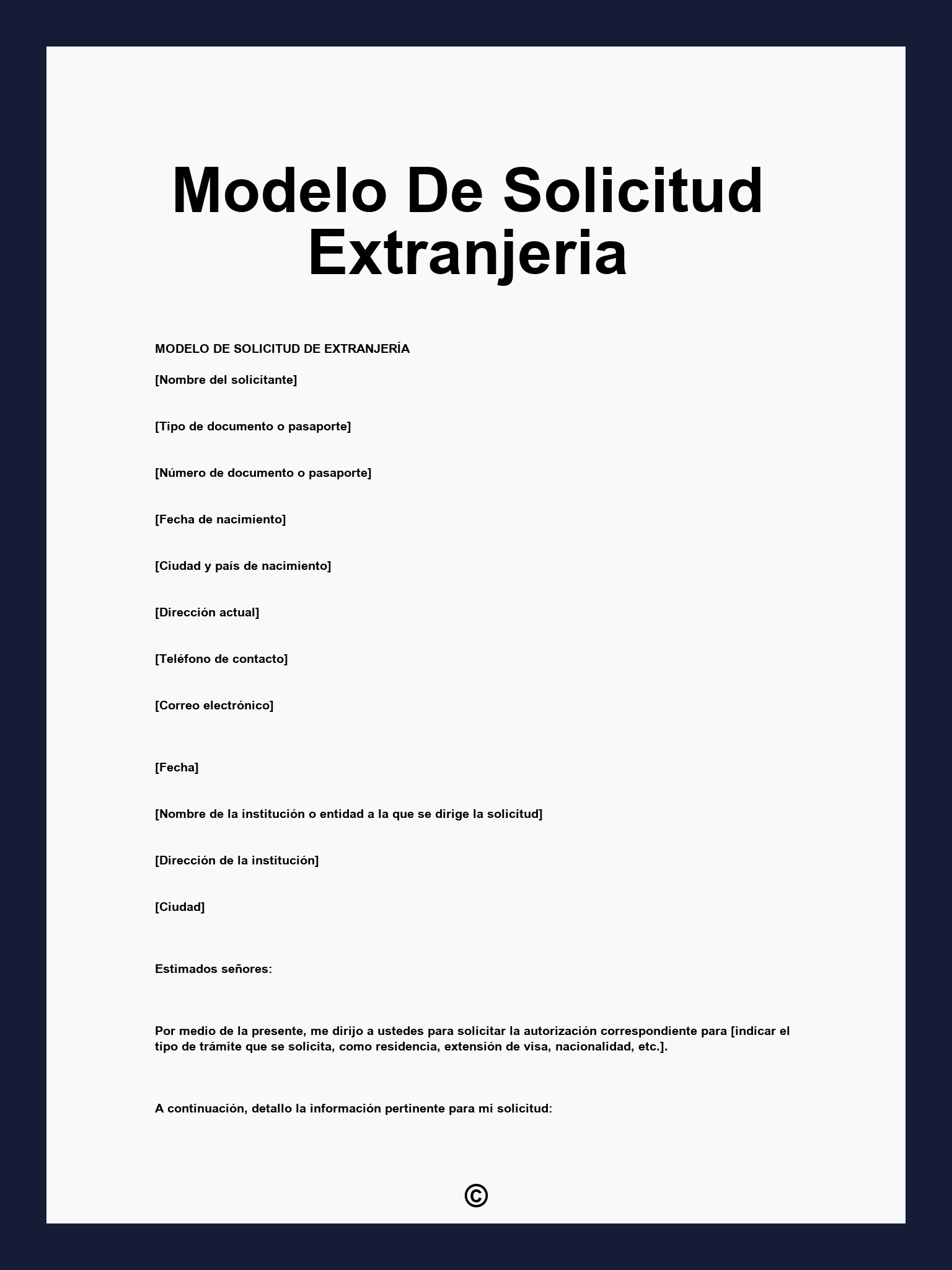 Modelo De Solicitud Extranjeria