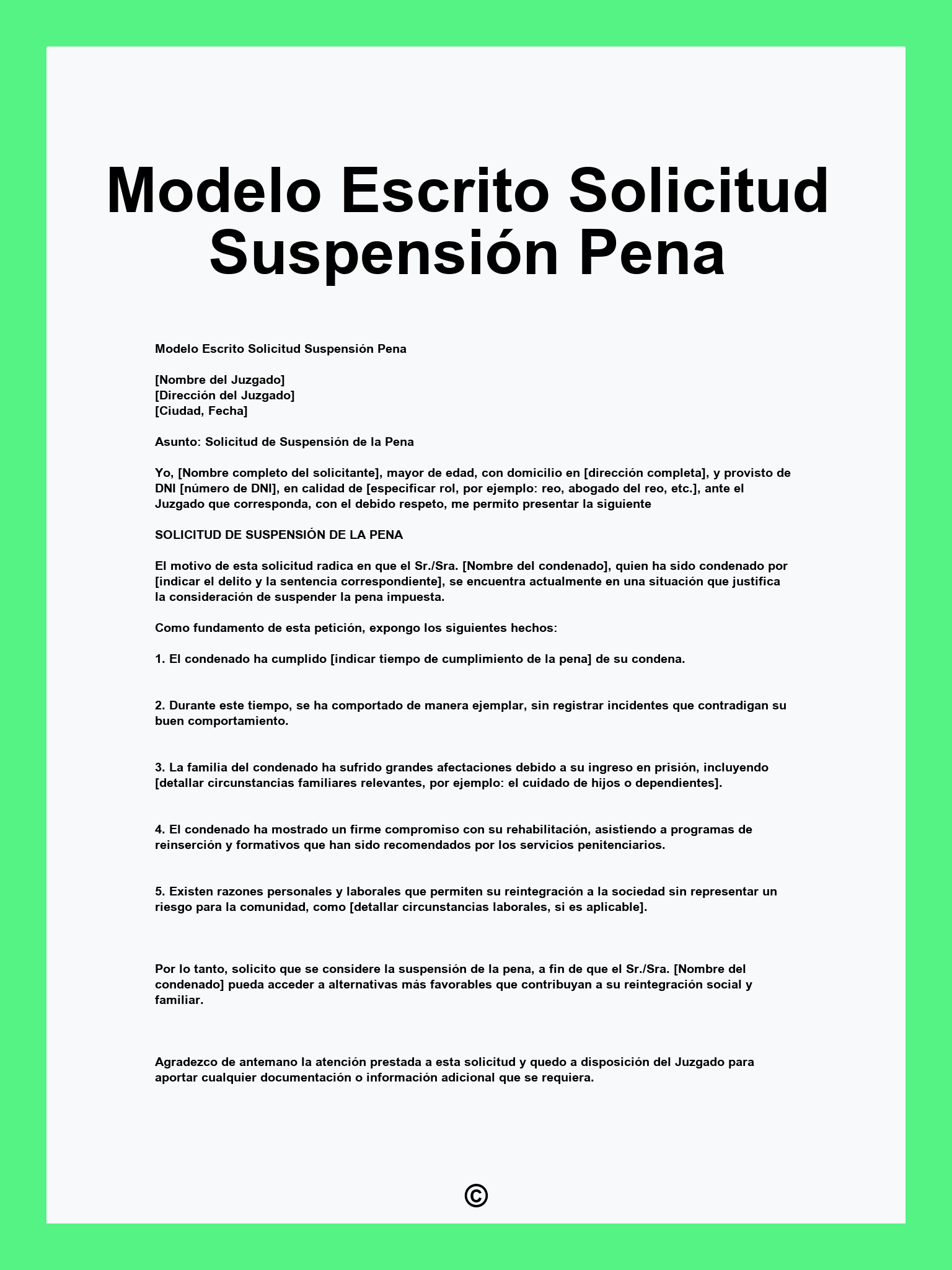Modelo Escrito Solicitud Suspensión Pena