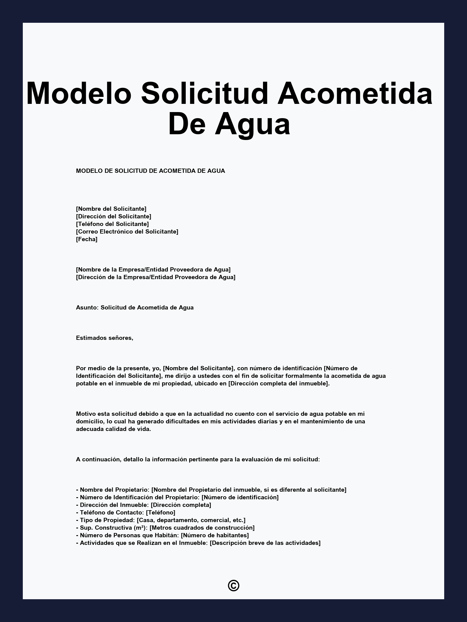 Modelo Solicitud Acometida De Agua