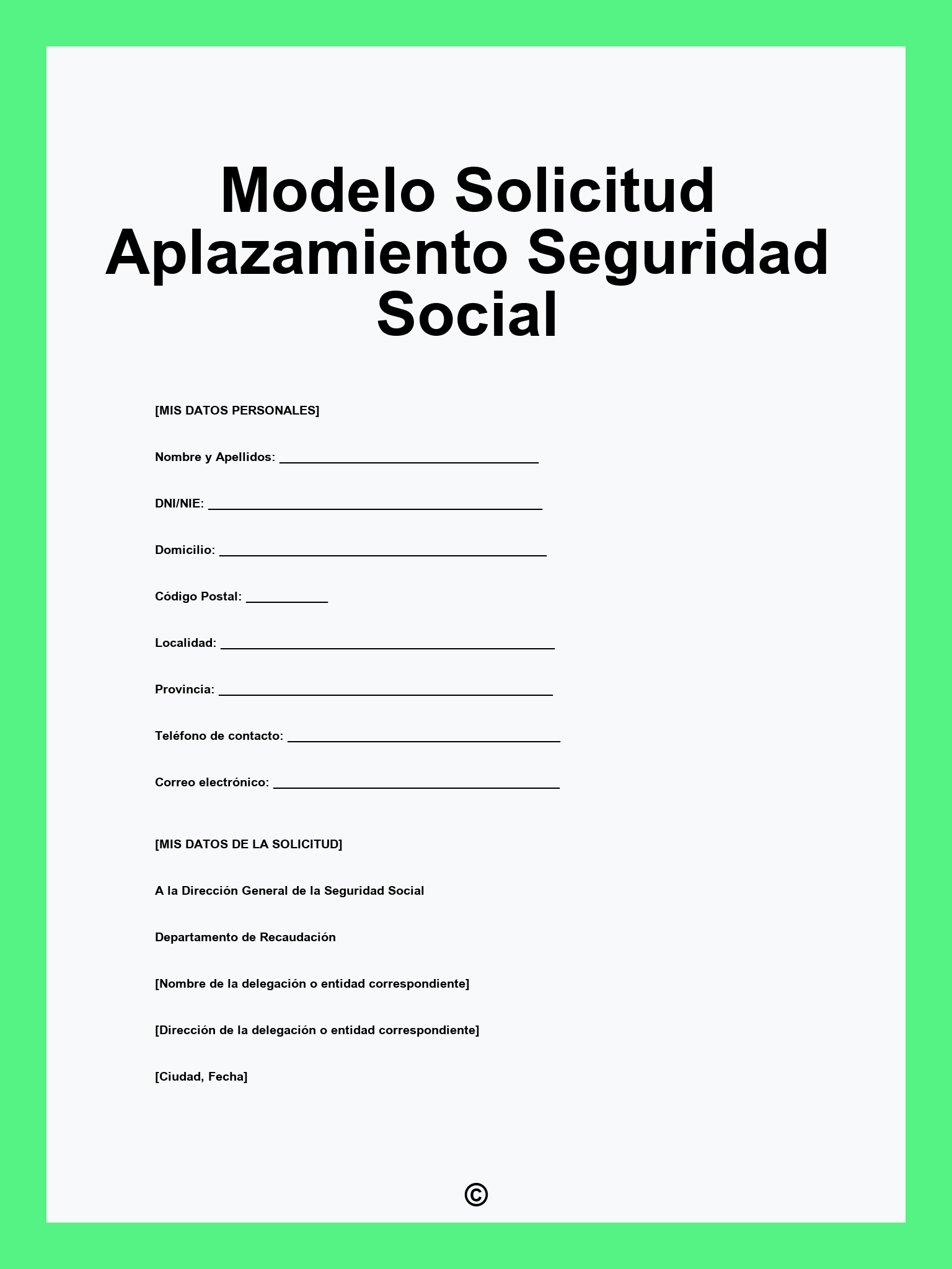 Modelo Solicitud Aplazamiento Seguridad Social