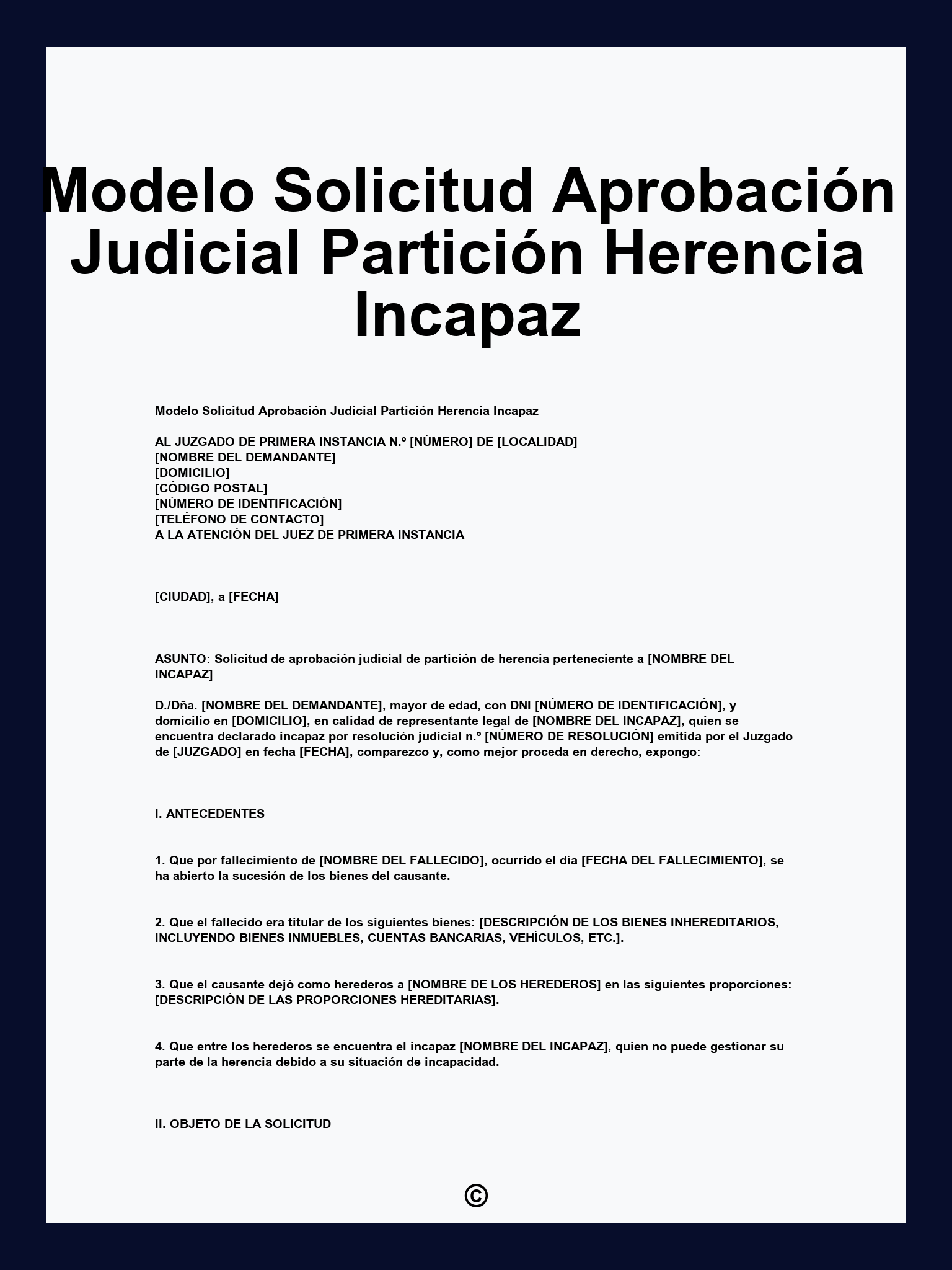 Modelo Solicitud Aprobación Judicial Partición Herencia Incapaz