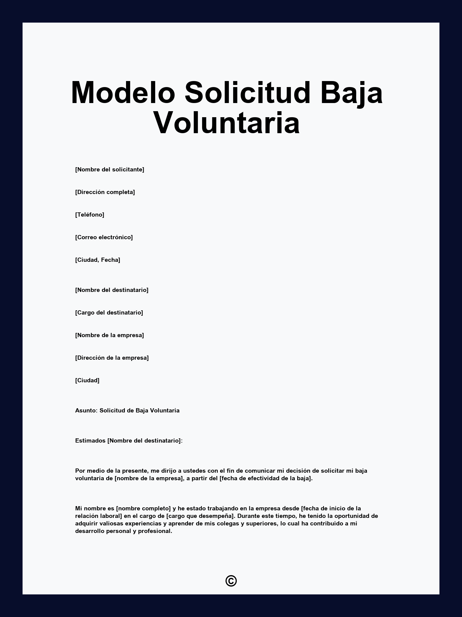 Modelo Solicitud Baja Voluntaria