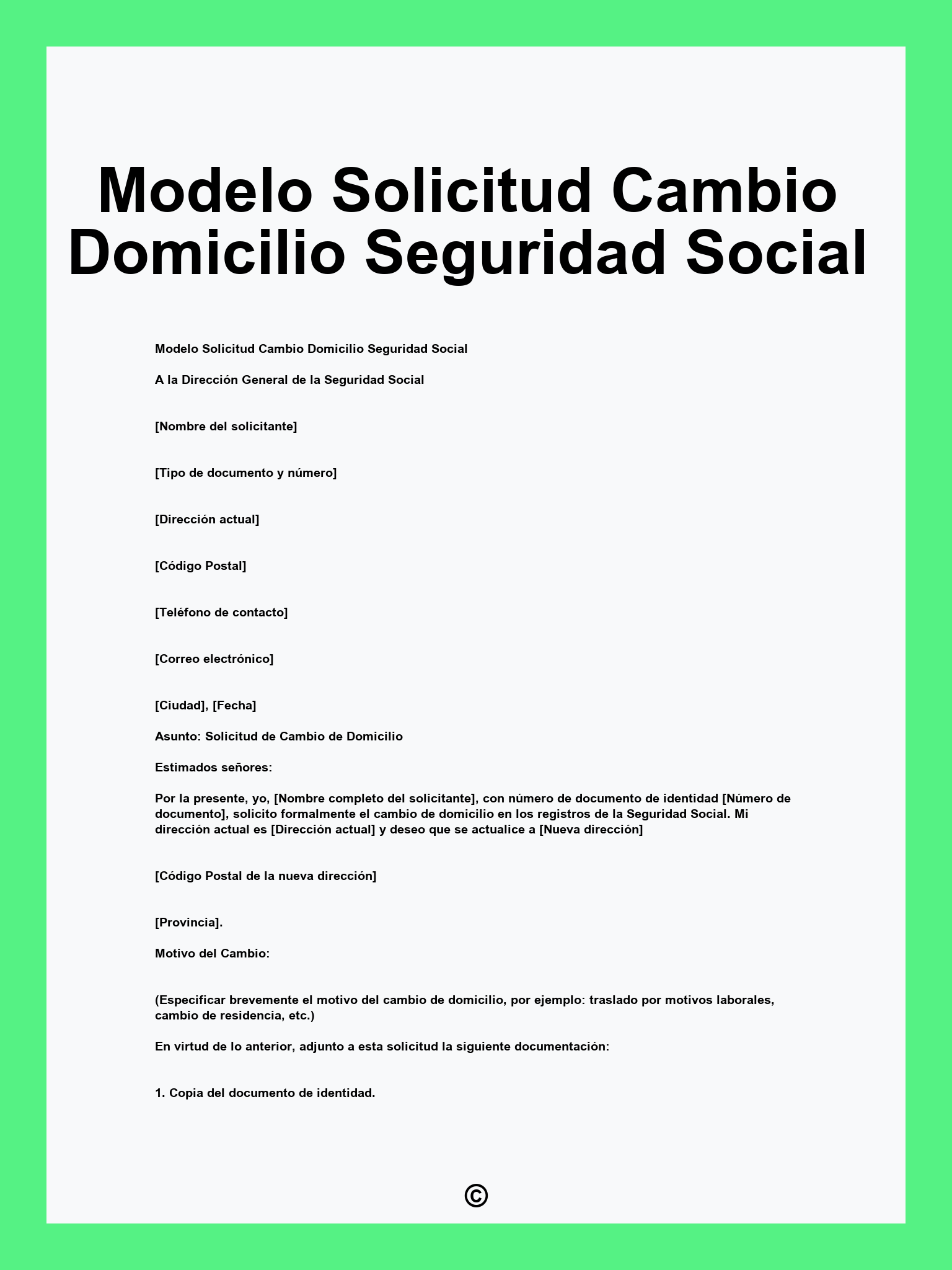 Modelo Solicitud Cambio Domicilio Seguridad Social