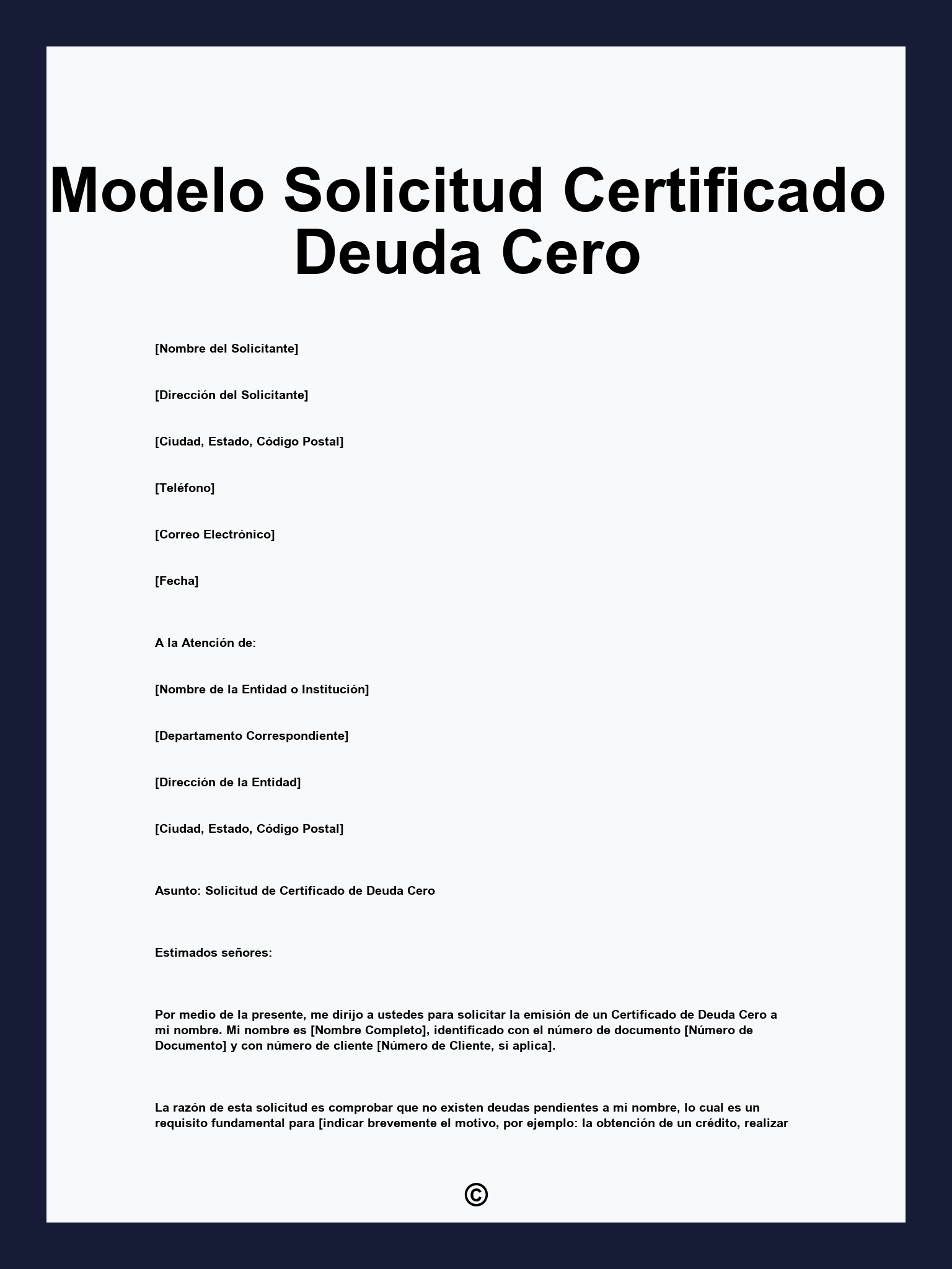 Modelo Solicitud Certificado Deuda Cero