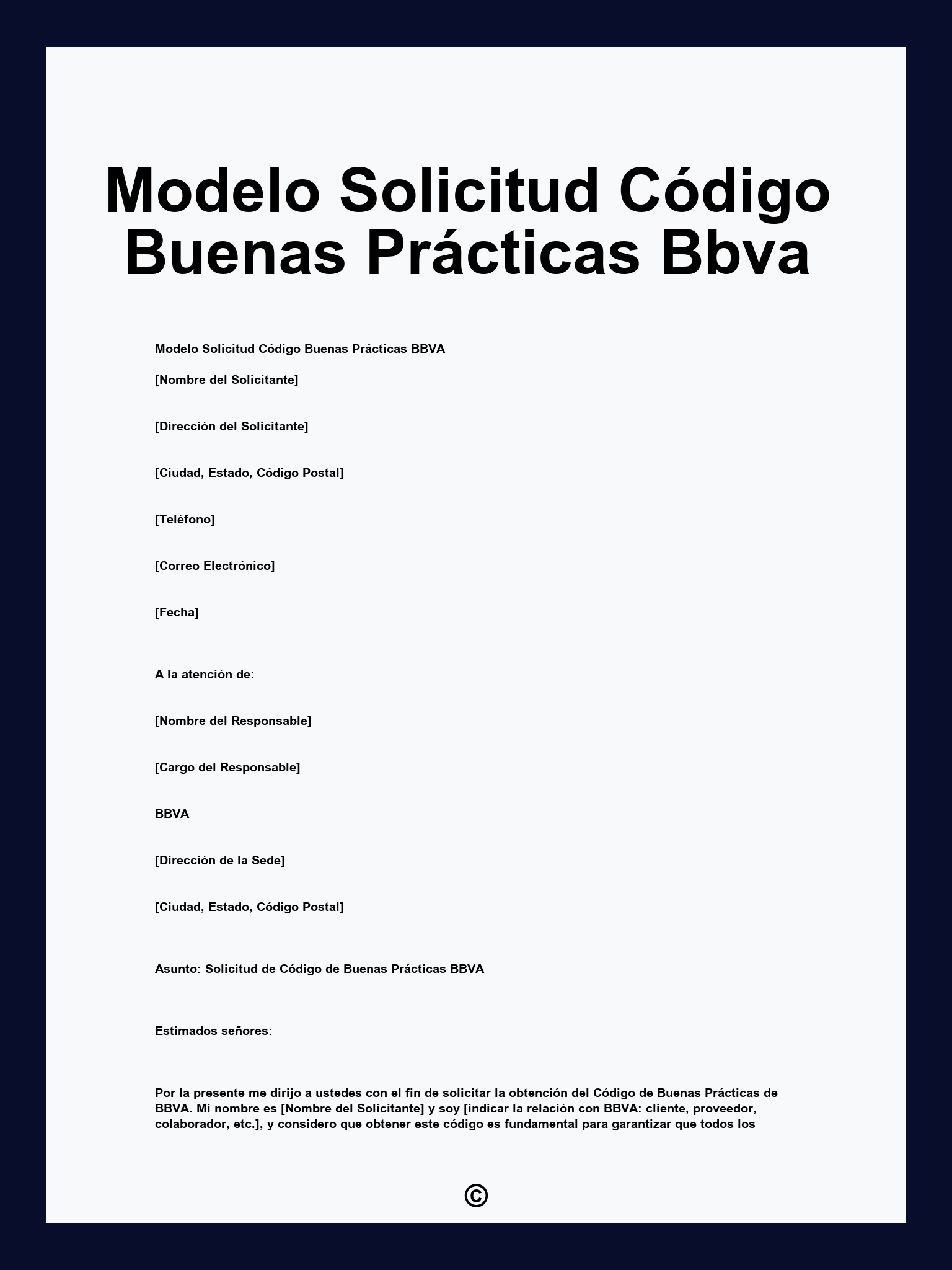 Modelo Solicitud Código Buenas Prácticas Bbva