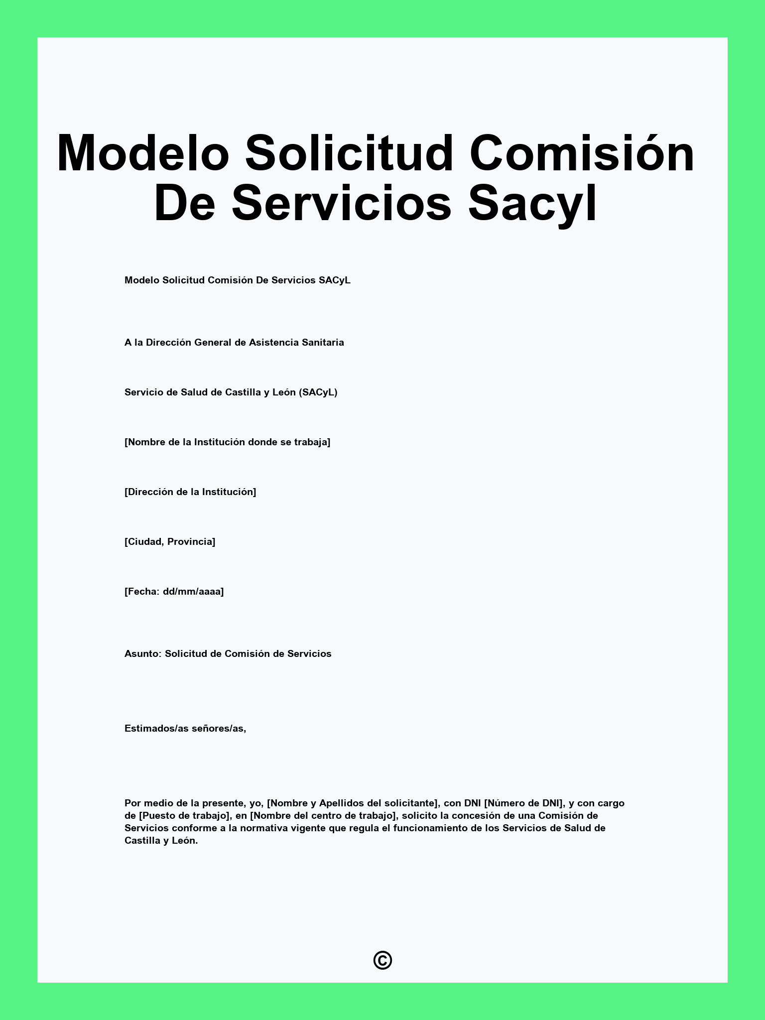 Modelo Solicitud Comisión De Servicios Sacyl