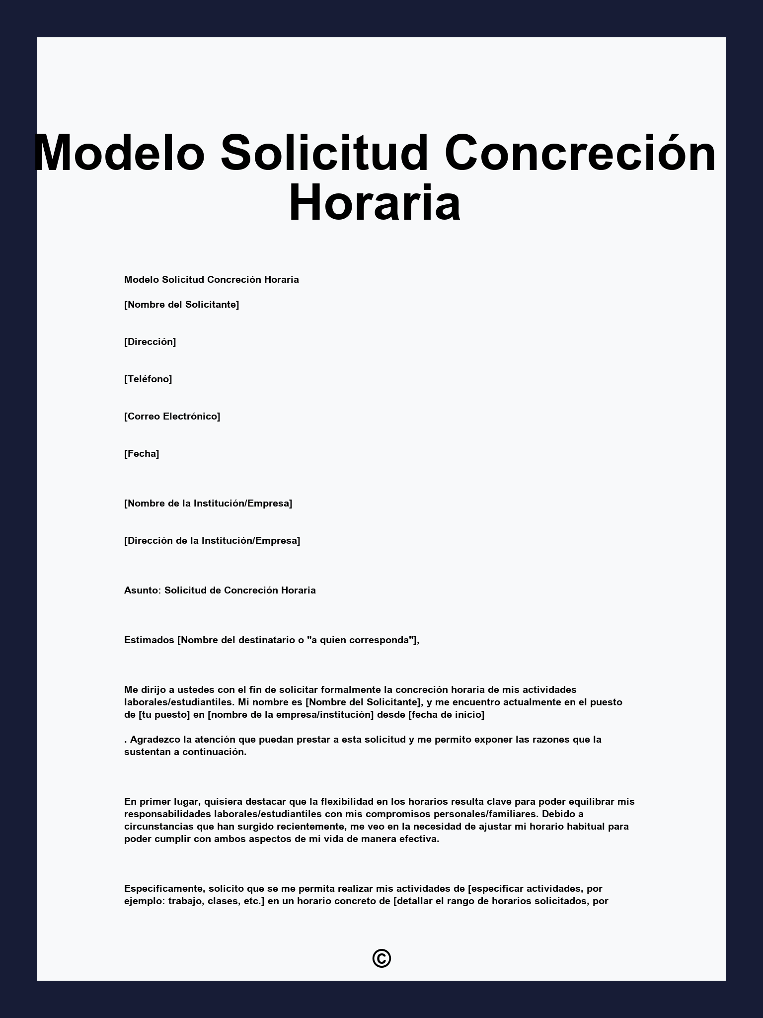 Modelo Solicitud Concreción Horaria