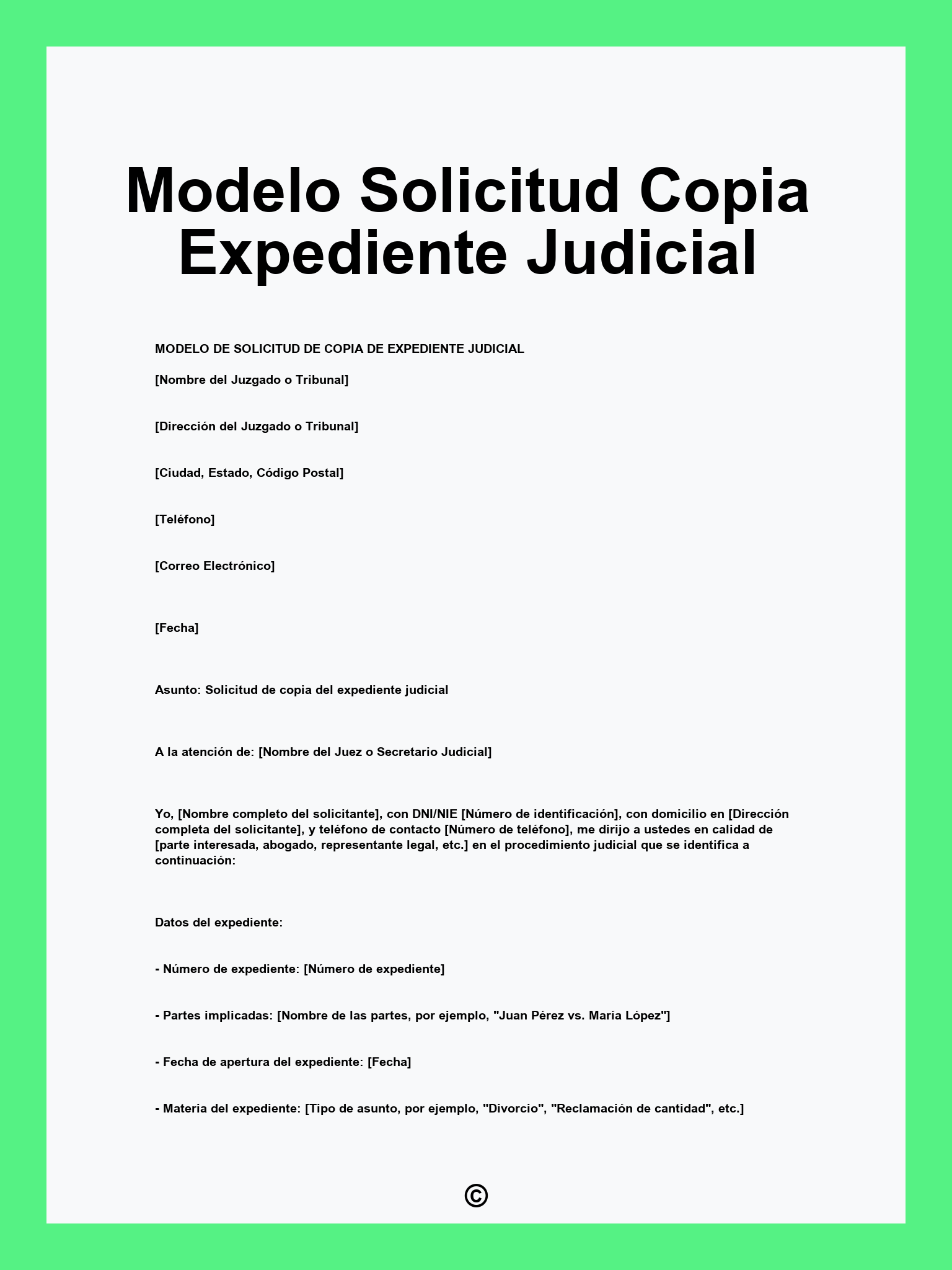 Modelo Solicitud Copia Expediente Judicial