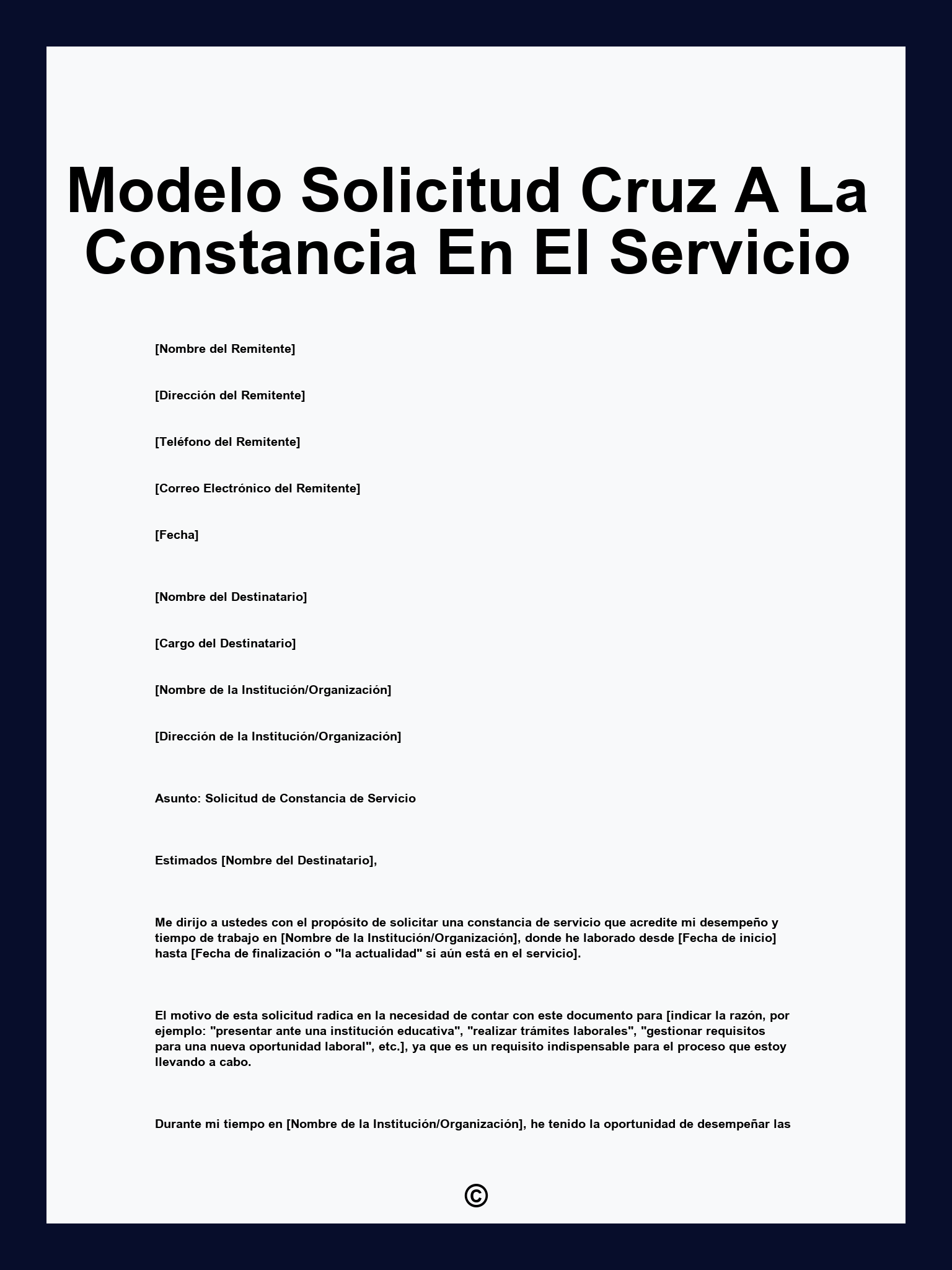 Modelo Solicitud Cruz A La Constancia En El Servicio