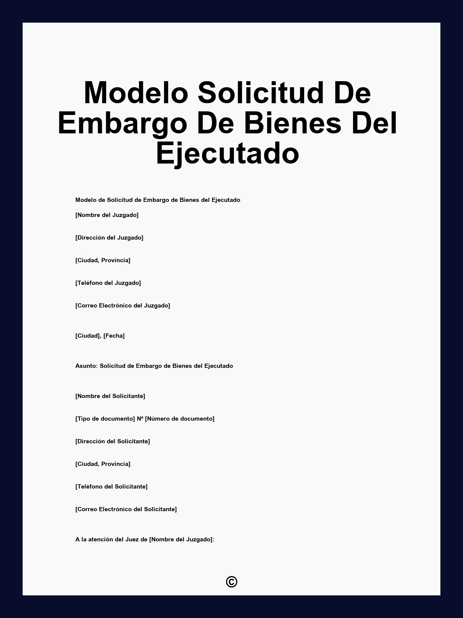 Modelo Solicitud De Embargo De Bienes Del Ejecutado