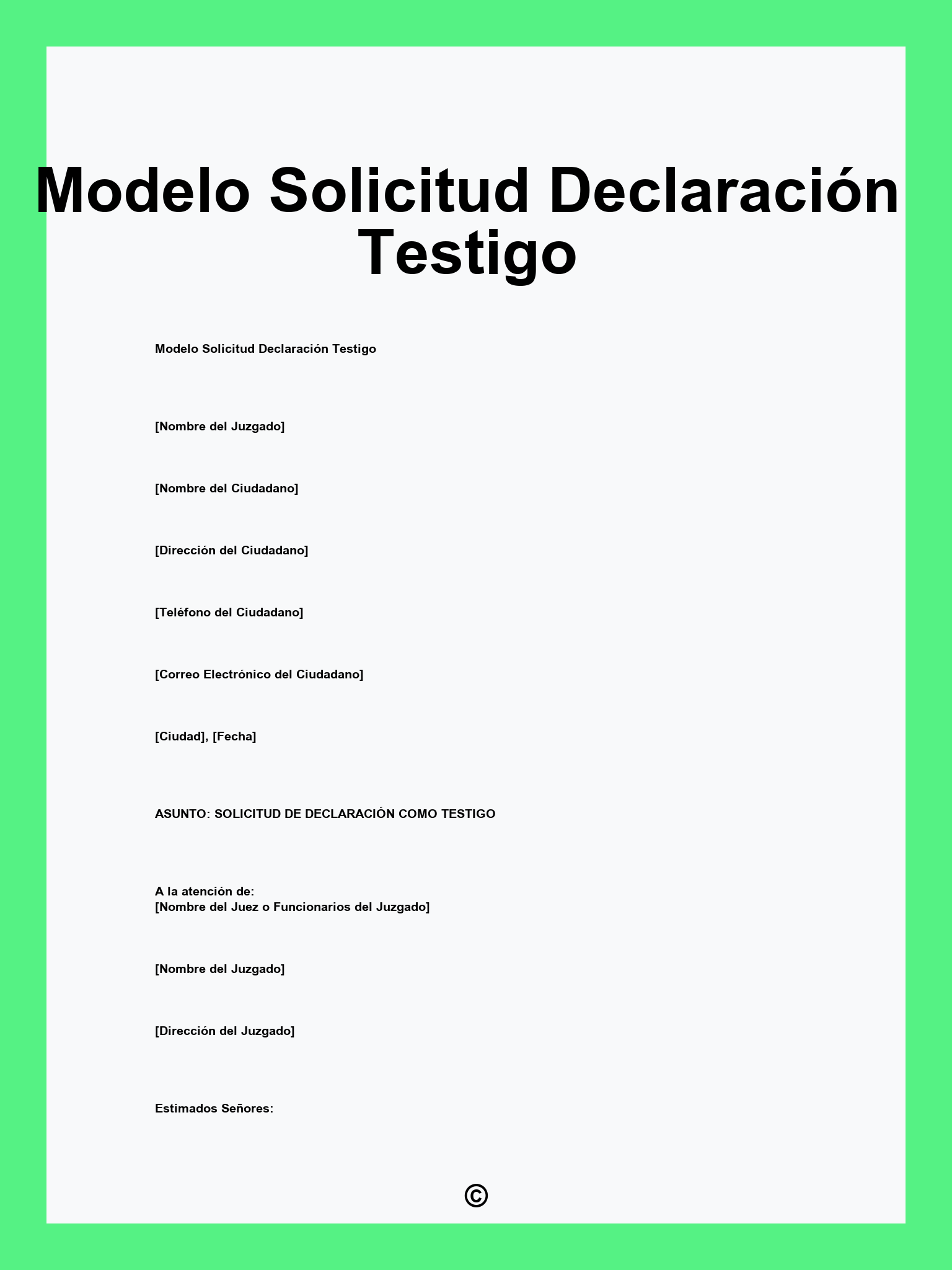 Modelo Solicitud Declaración Testigo
