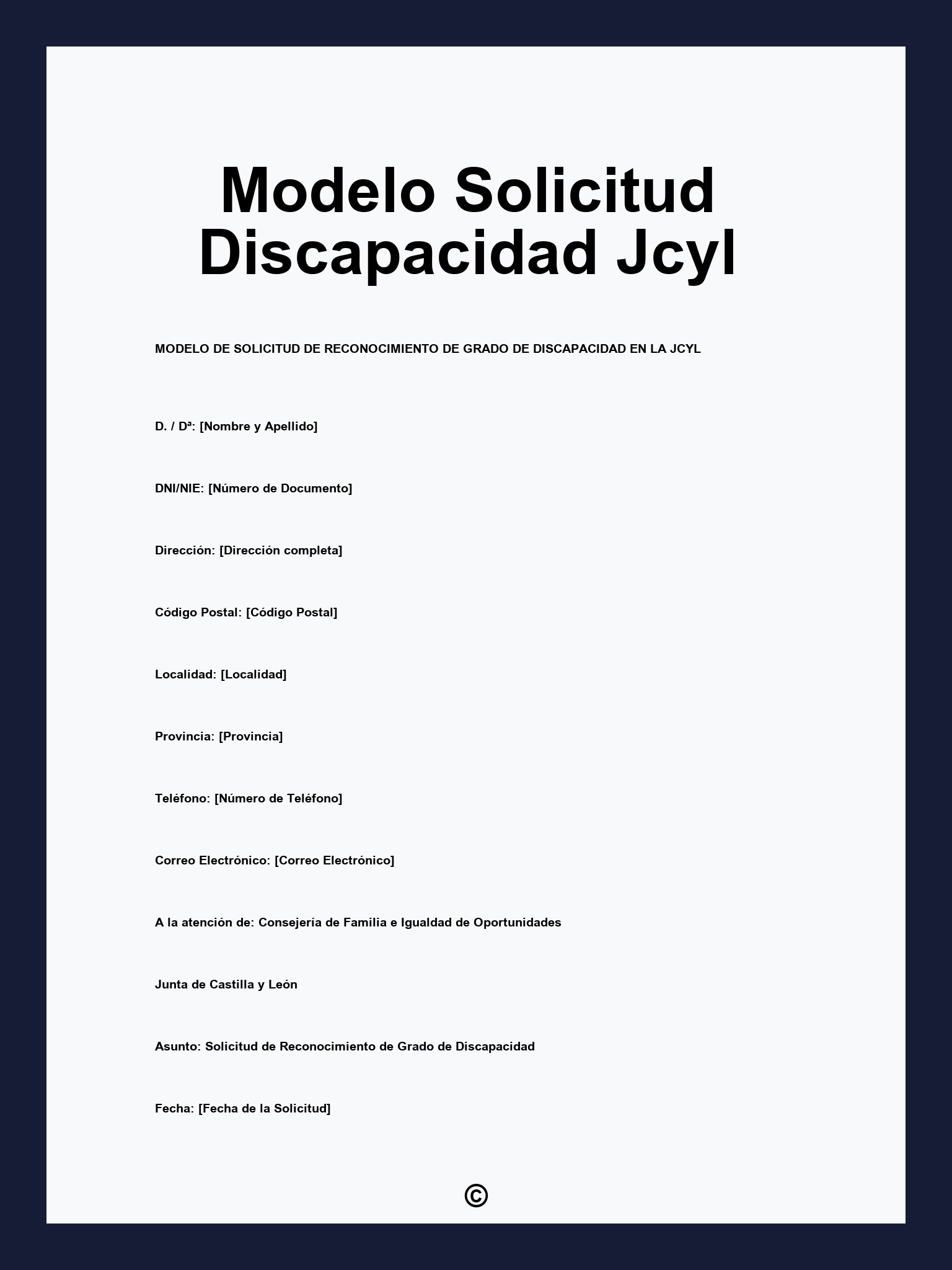 Modelo Solicitud Discapacidad Jcyl