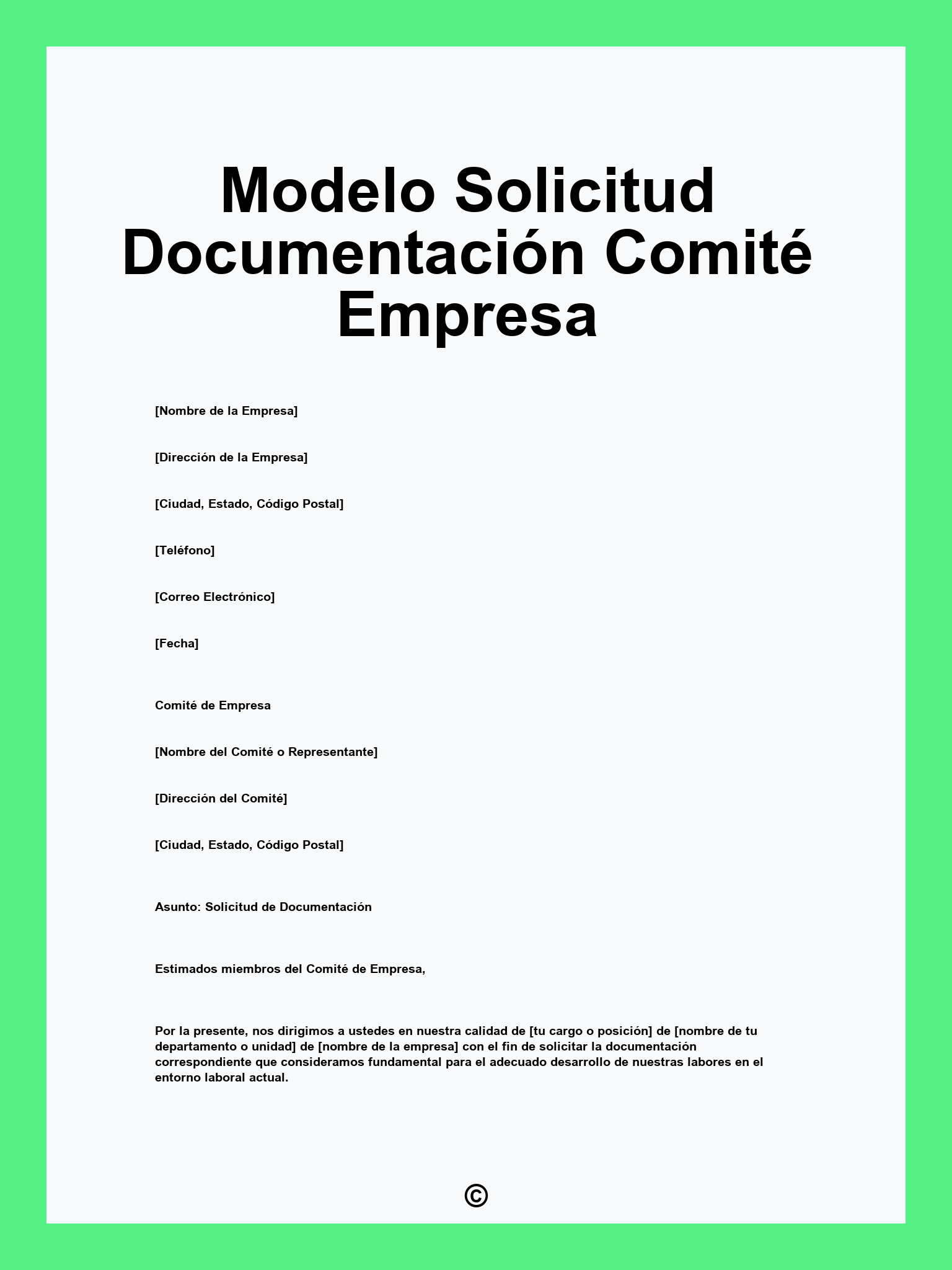 Modelo Solicitud Documentación Comité Empresa