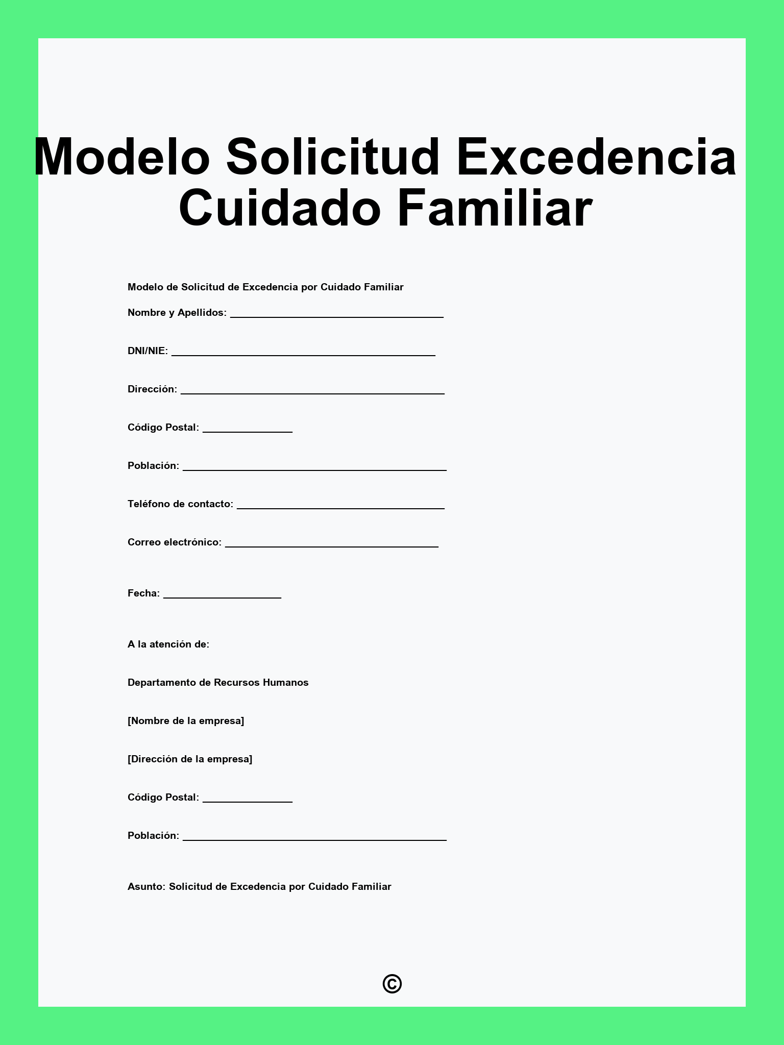 Modelo Solicitud Excedencia Cuidado Familiar