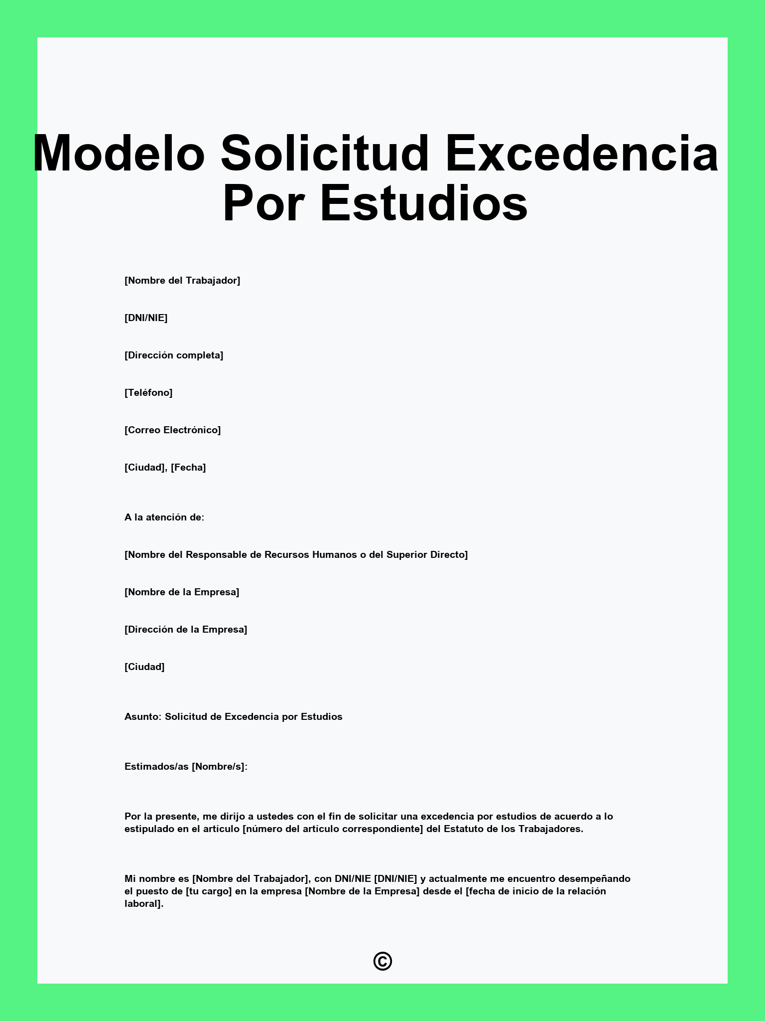 Modelo Solicitud Excedencia Por Estudios