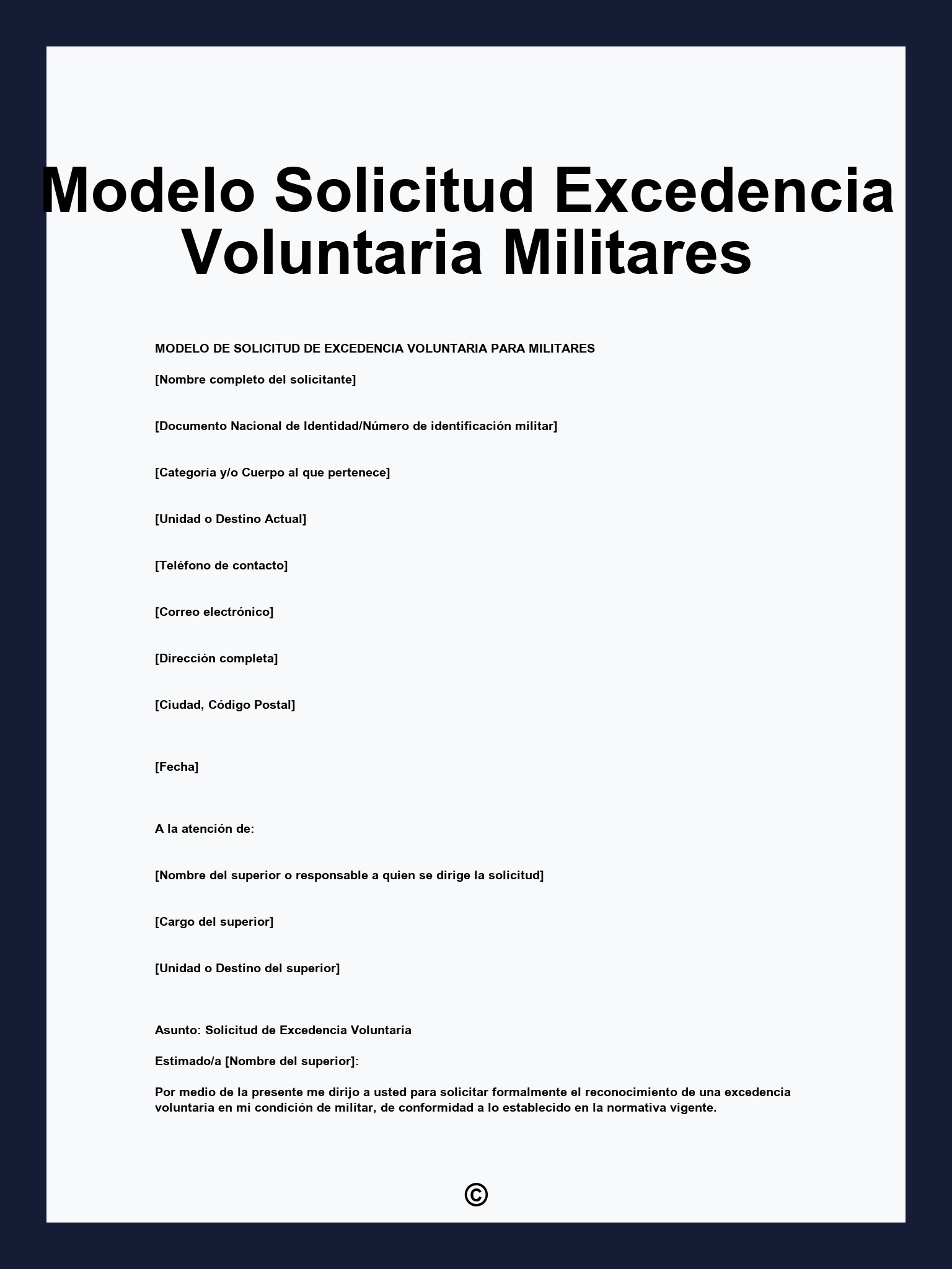 Modelo Solicitud Excedencia Voluntaria Militares