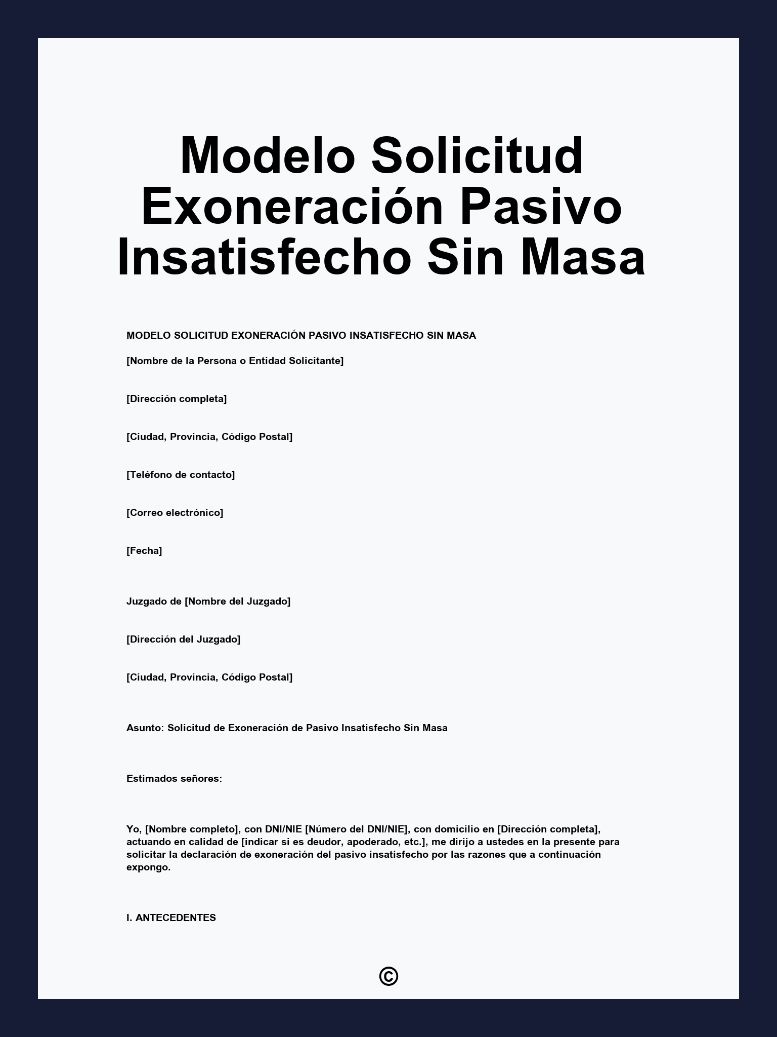 Modelo Solicitud Exoneración Pasivo Insatisfecho Sin Masa