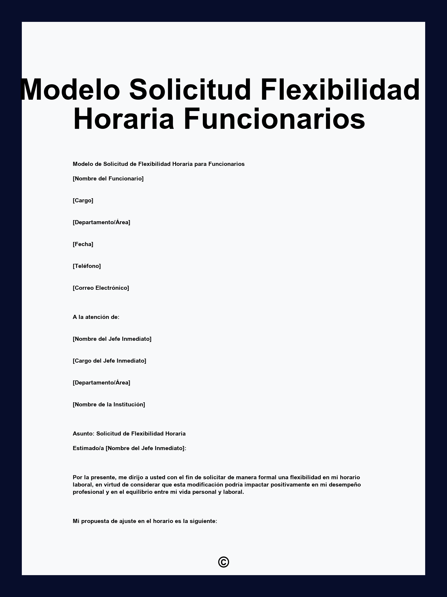 Modelo Solicitud Flexibilidad Horaria Funcionarios