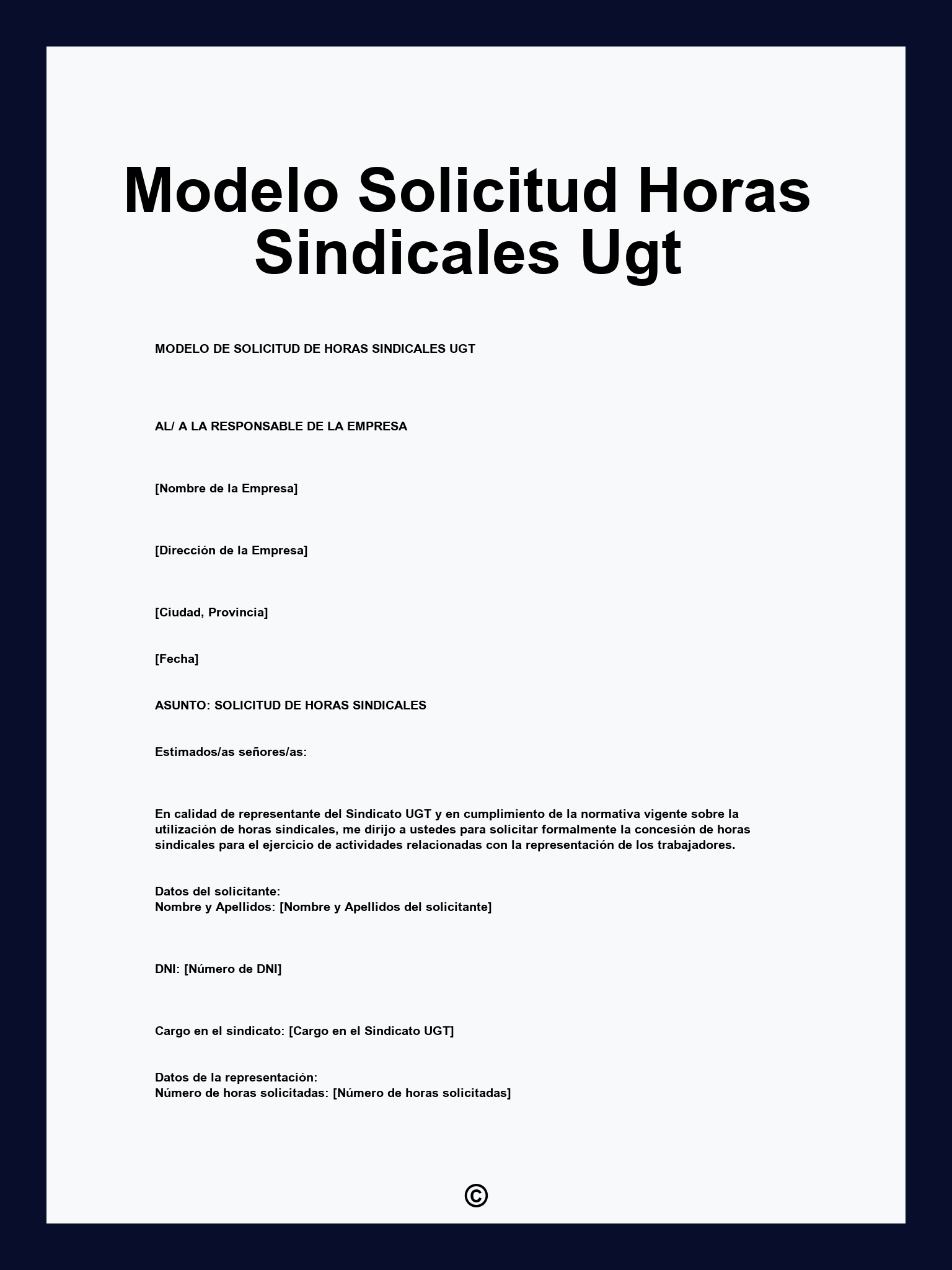 Modelo Solicitud Horas Sindicales Ugt