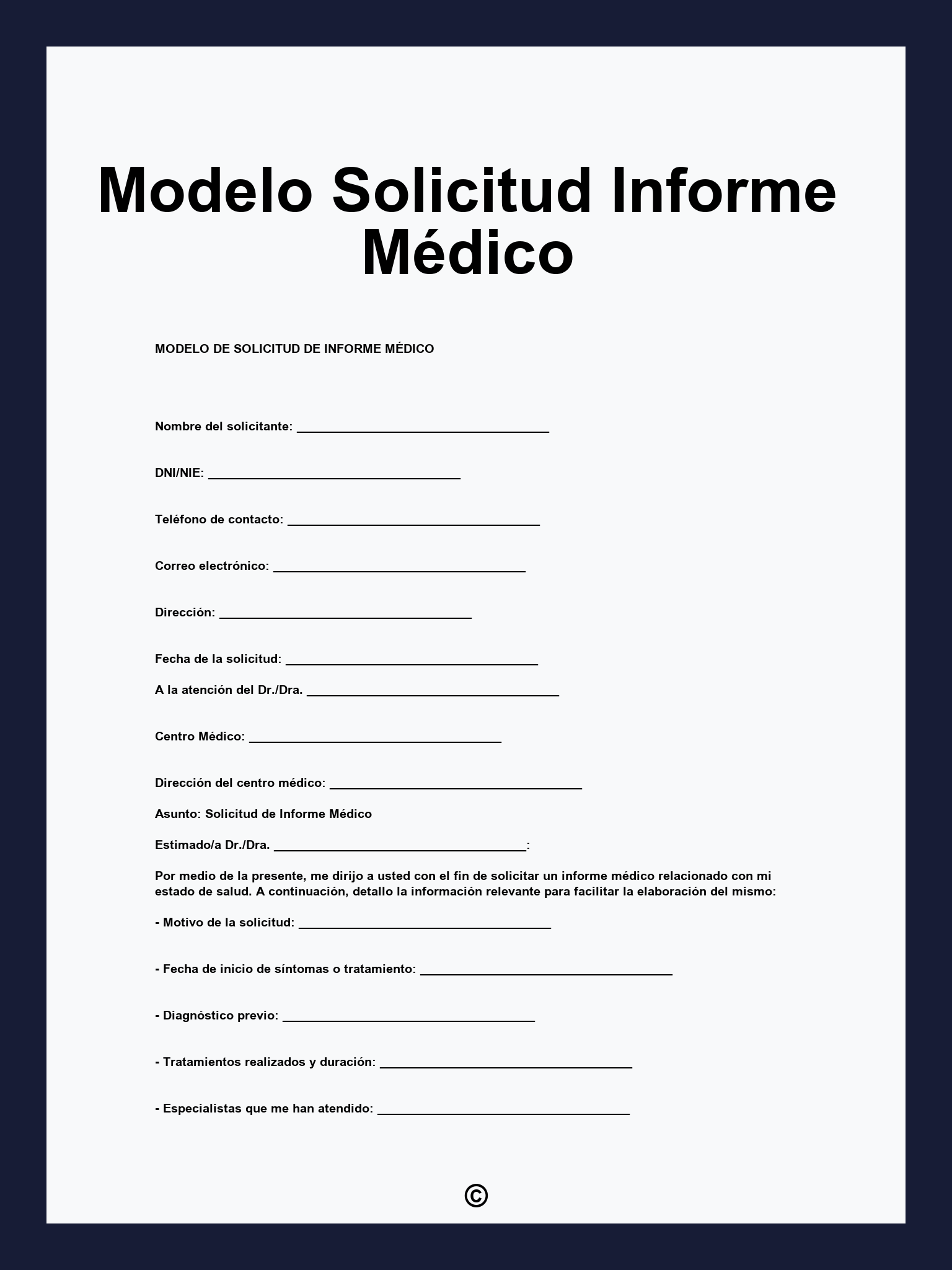 Modelo Solicitud Informe Médico