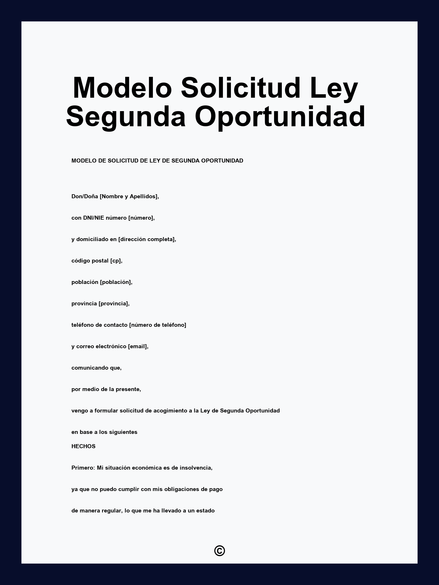 Modelo Solicitud Ley Segunda Oportunidad