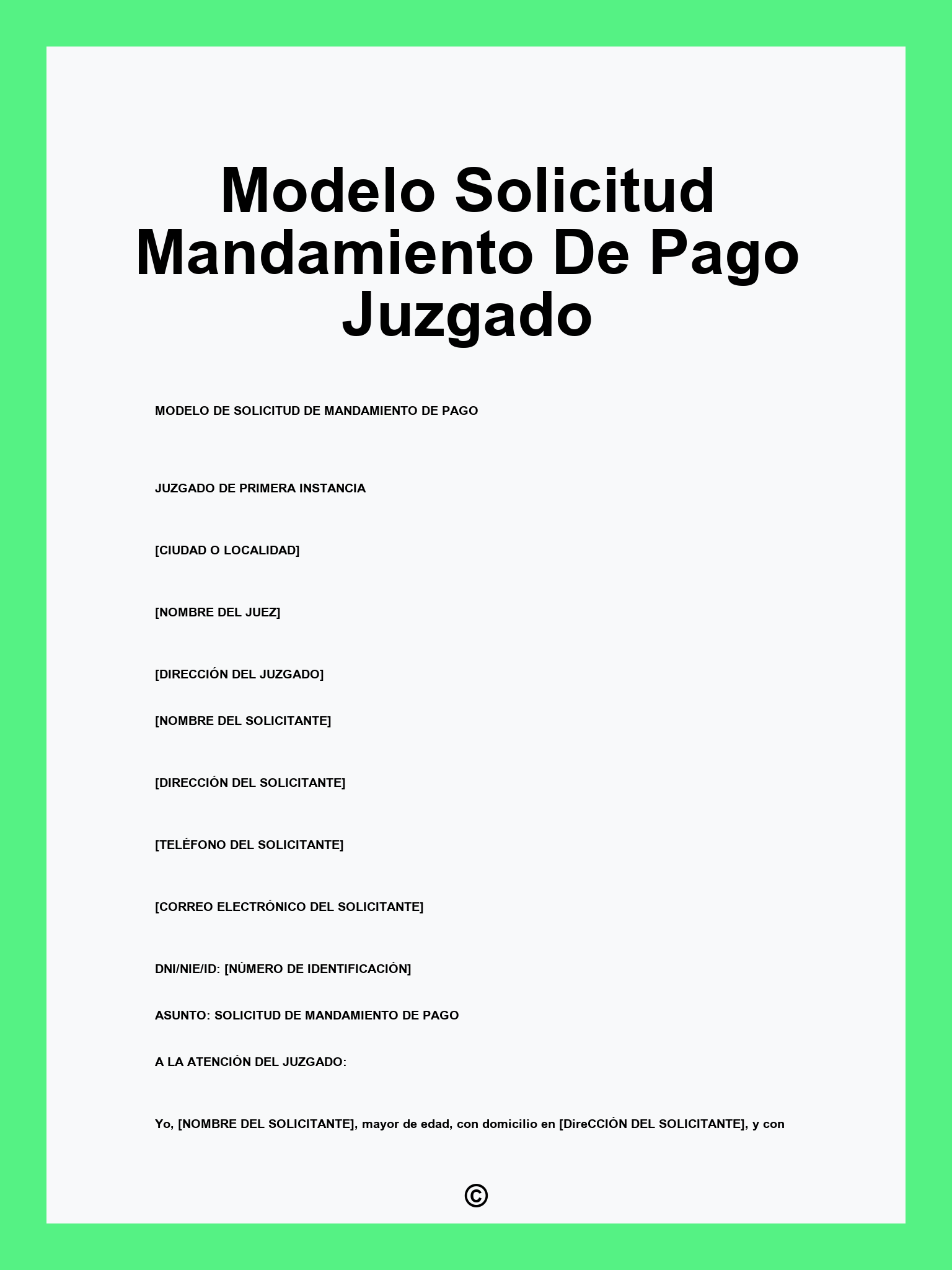 Modelo Solicitud Mandamiento De Pago Juzgado
