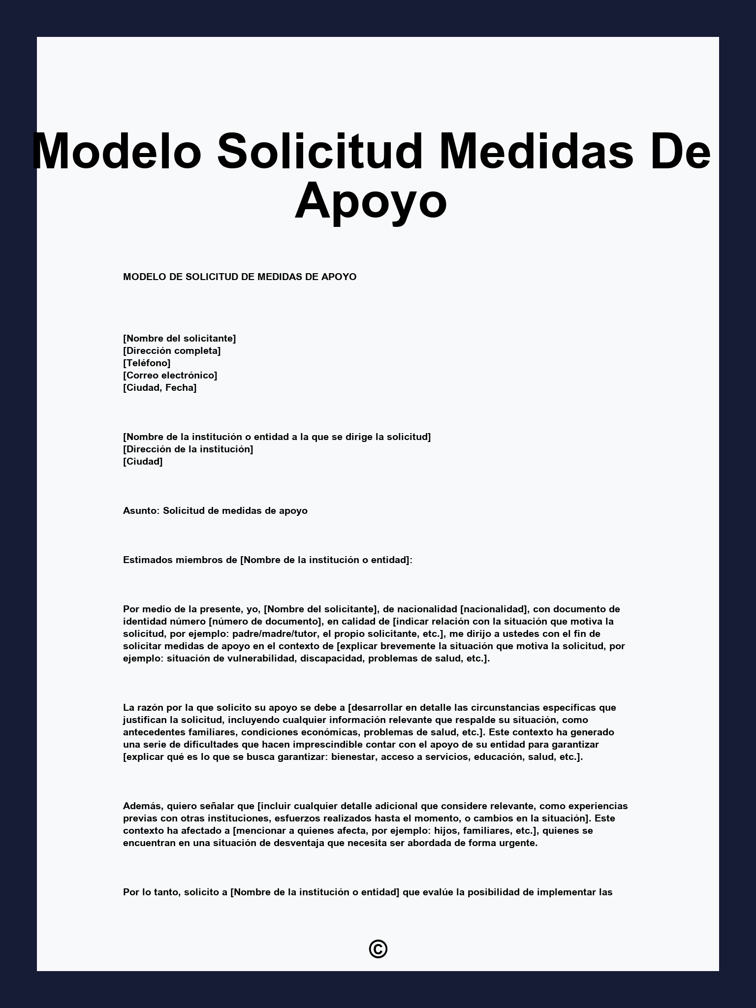 Modelo Solicitud Medidas De Apoyo