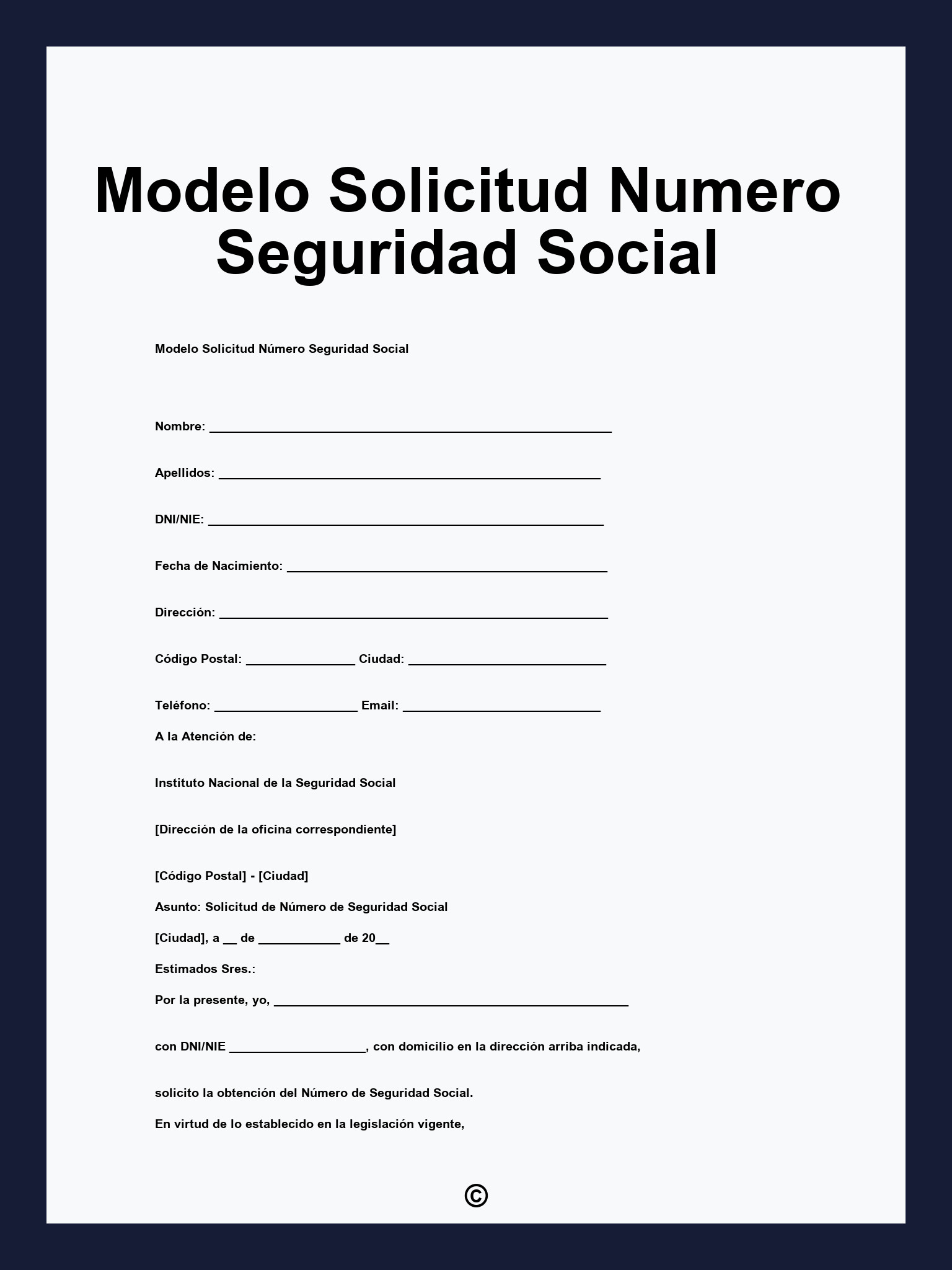 Modelo Solicitud Numero Seguridad Social