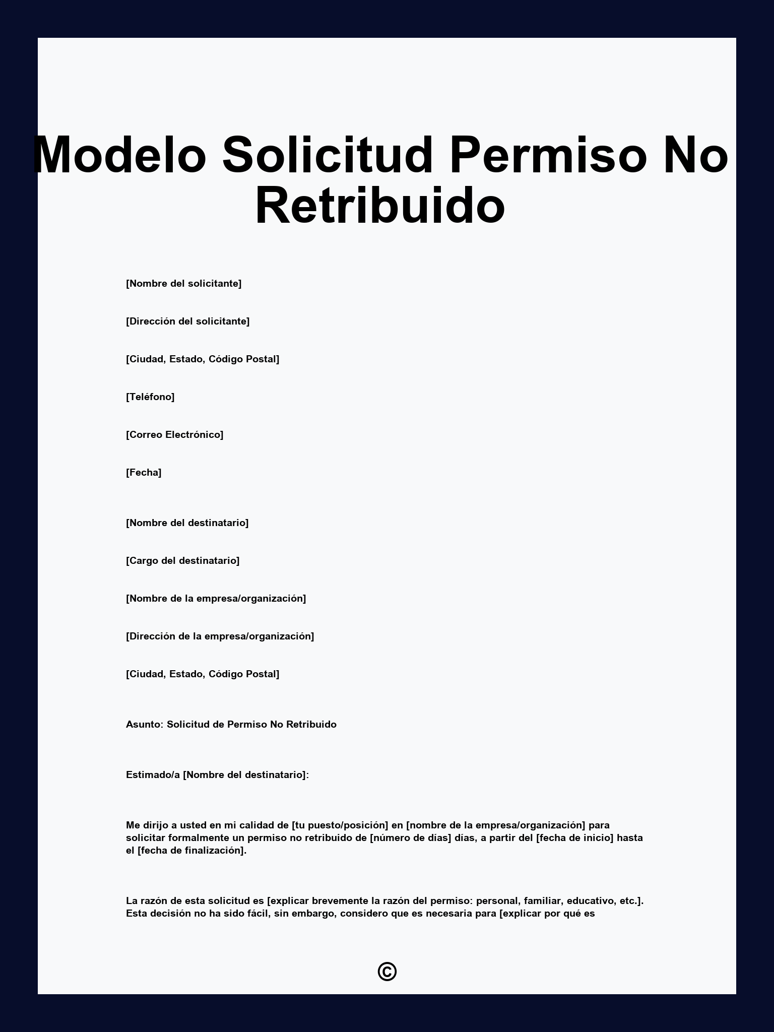 Modelo Solicitud Permiso No Retribuido