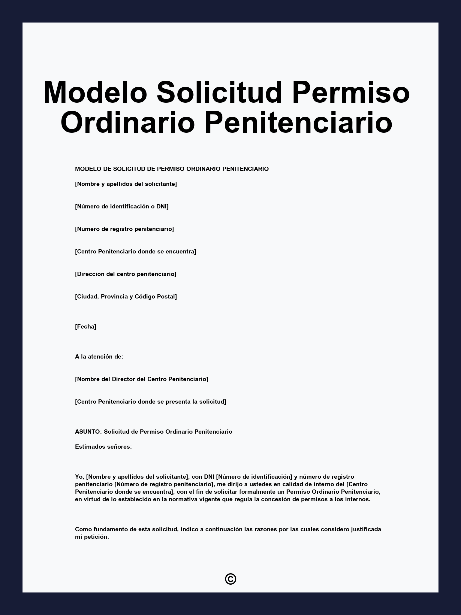 Modelo Solicitud Permiso Ordinario Penitenciario