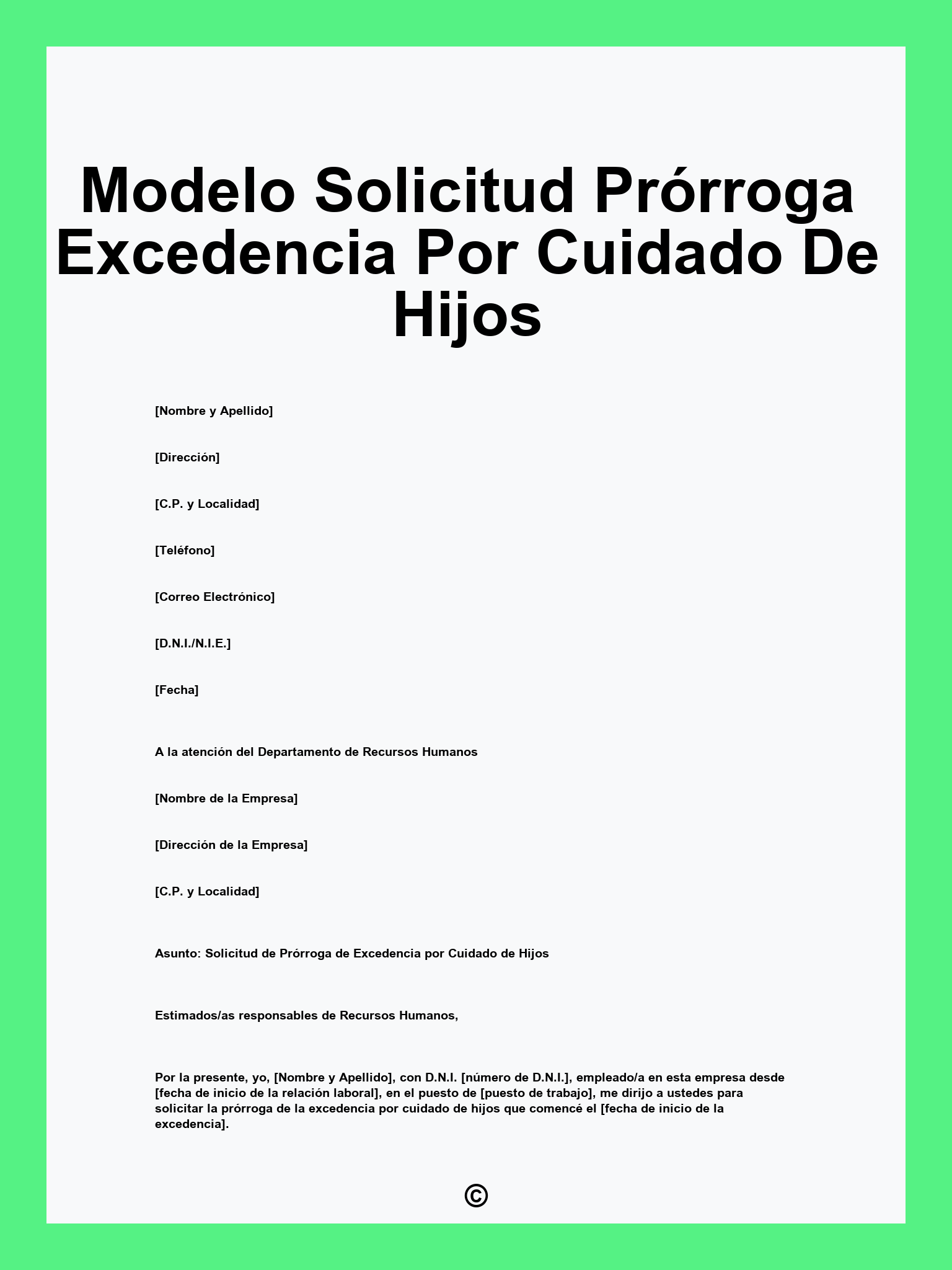 Modelo Solicitud Prórroga Excedencia Por Cuidado De Hijos