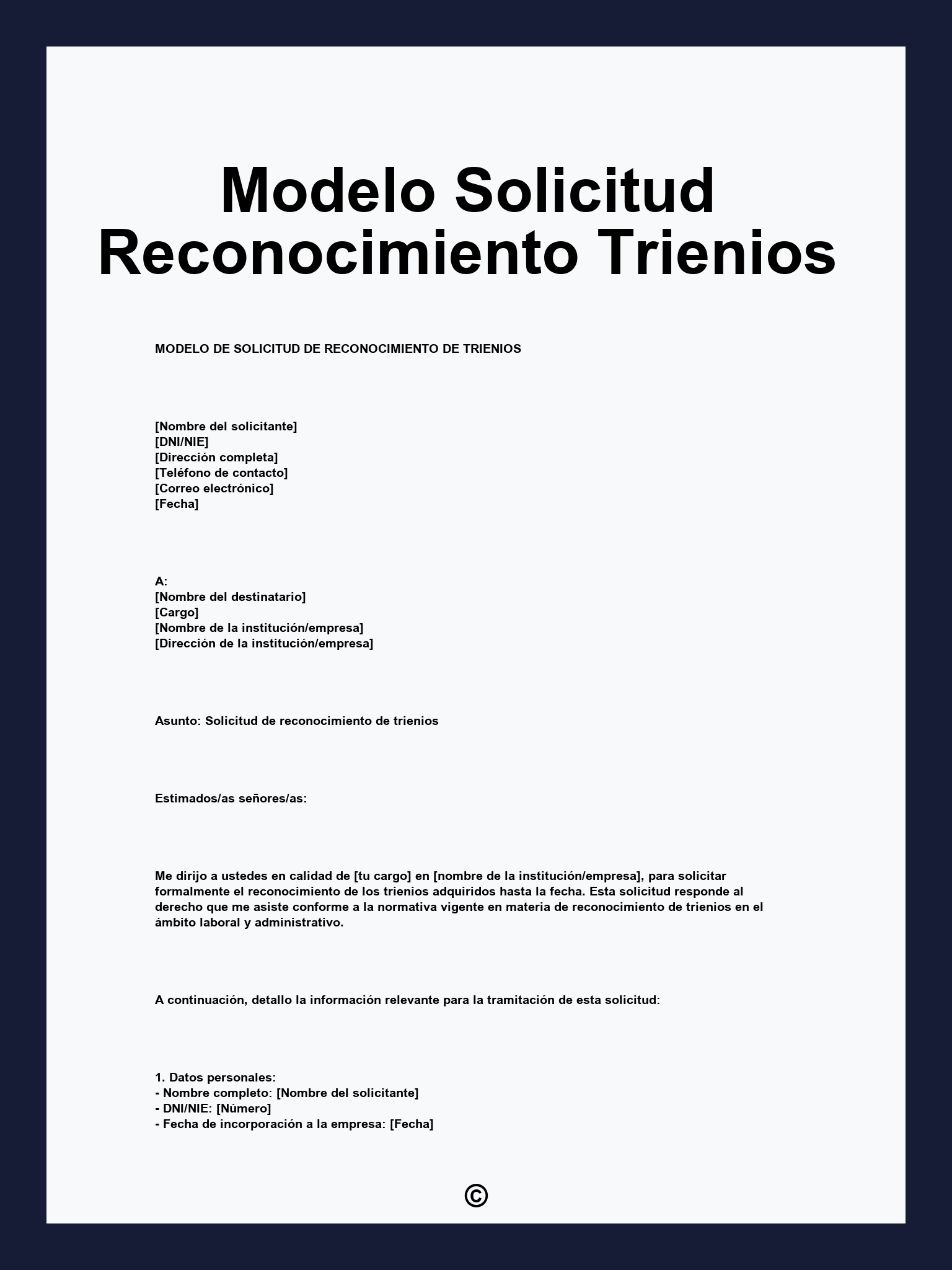 Modelo Solicitud Reconocimiento Trienios