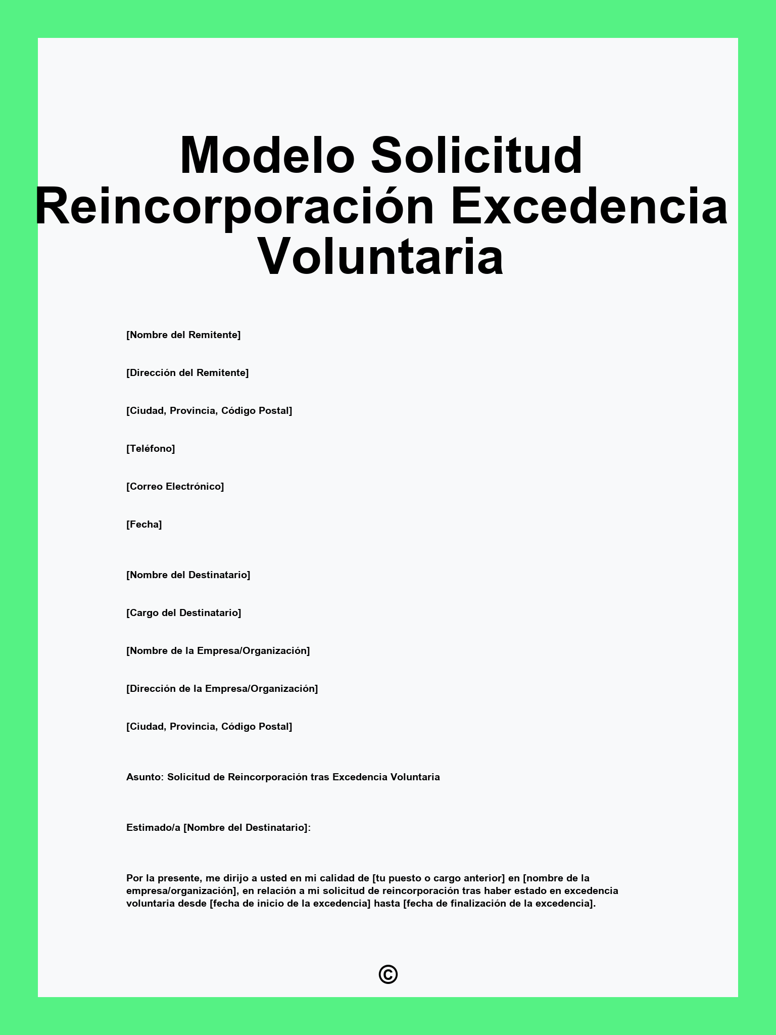 Modelo Solicitud Reincorporación Excedencia Voluntaria