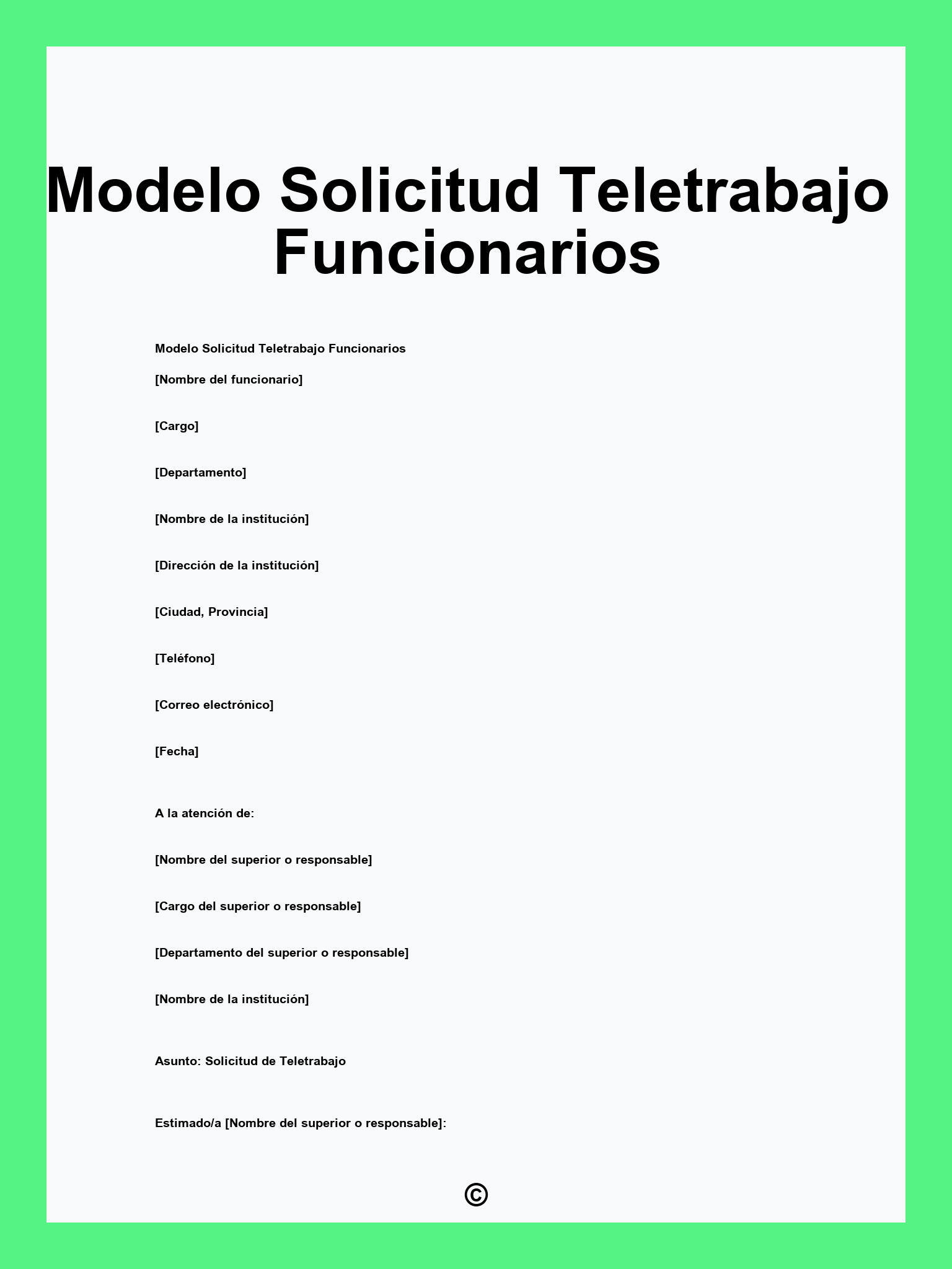 Modelo Solicitud Teletrabajo Funcionarios