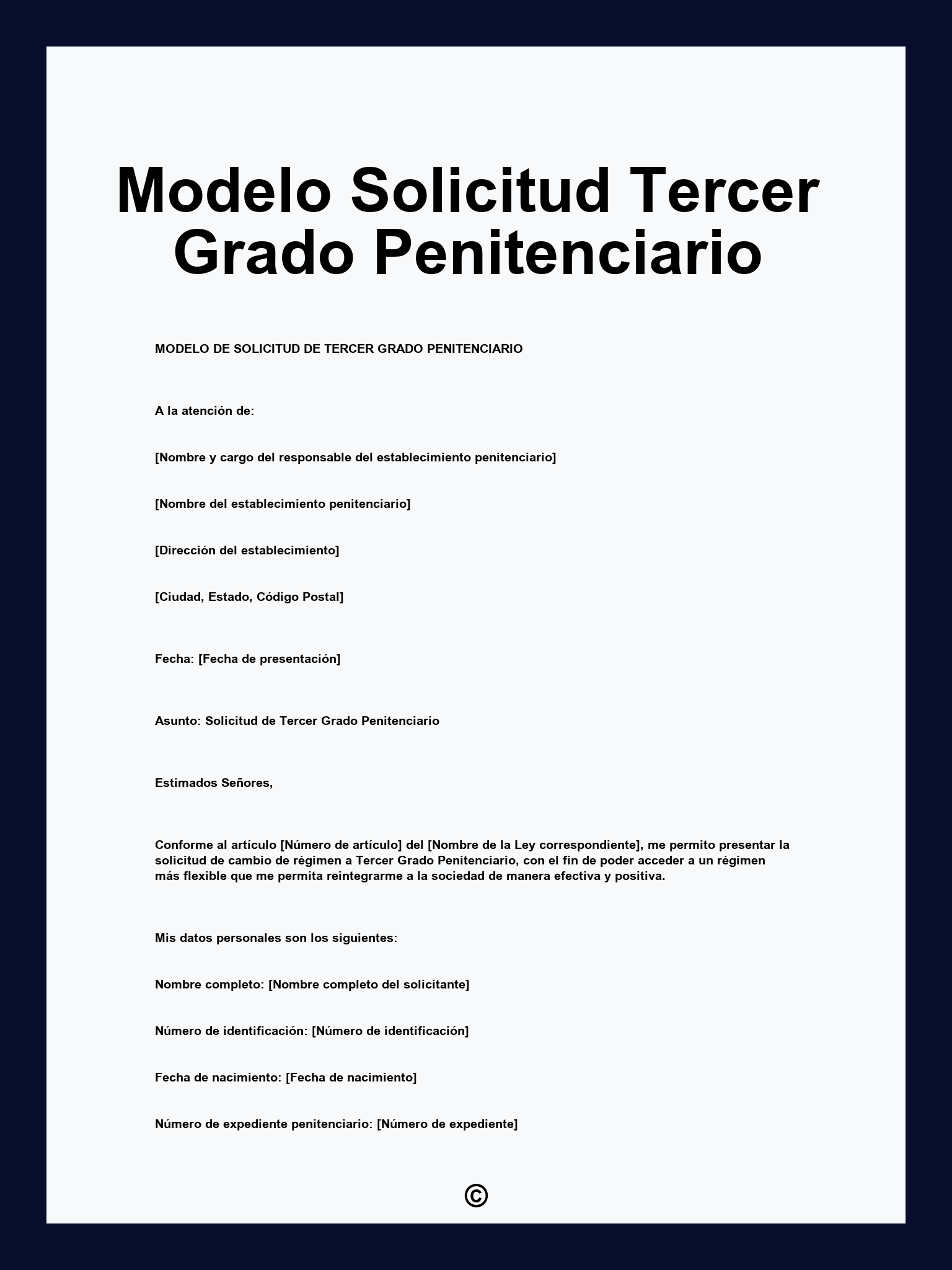 Modelo Solicitud Tercer Grado Penitenciario
