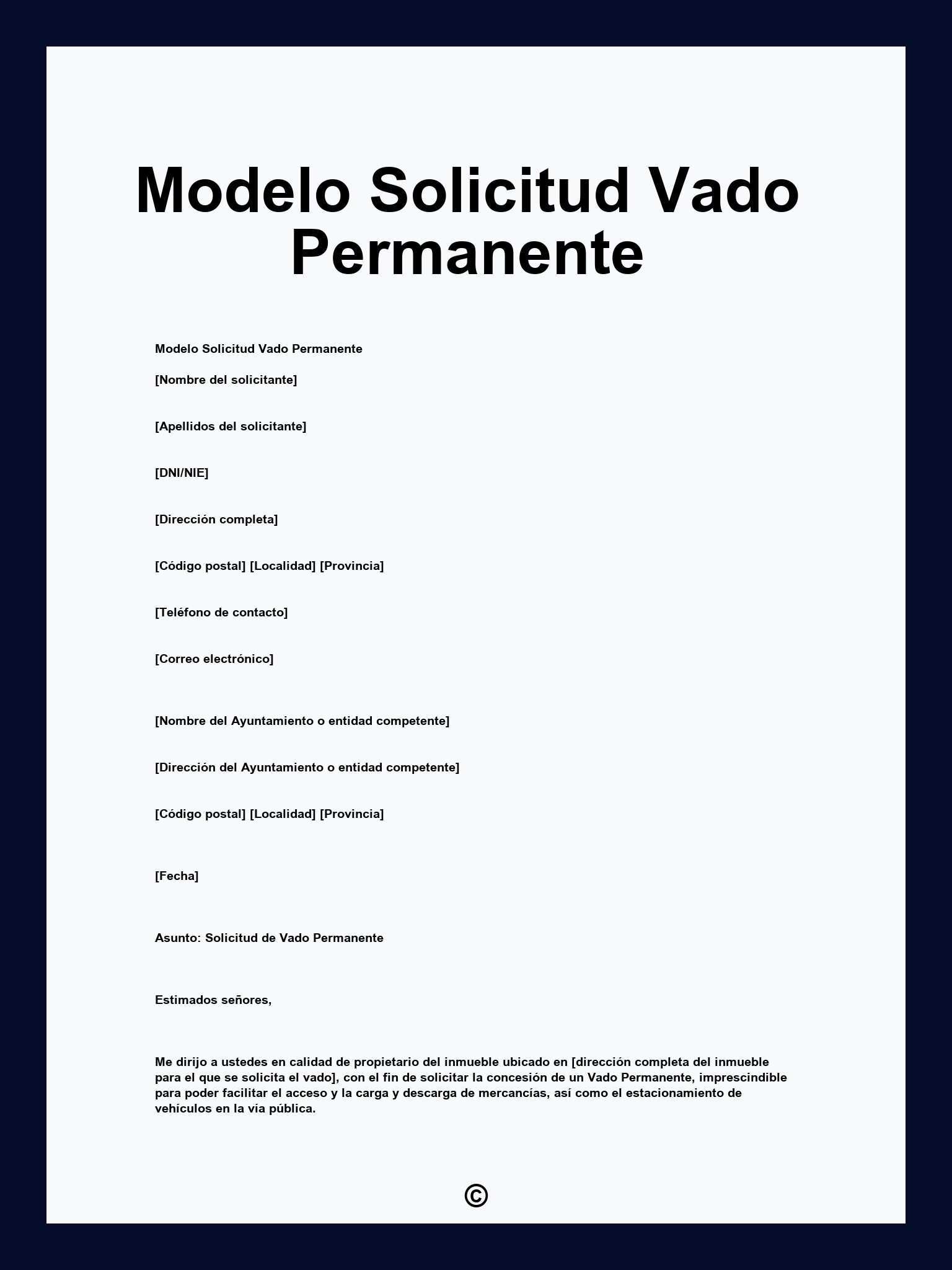 Modelo Solicitud Vado Permanente