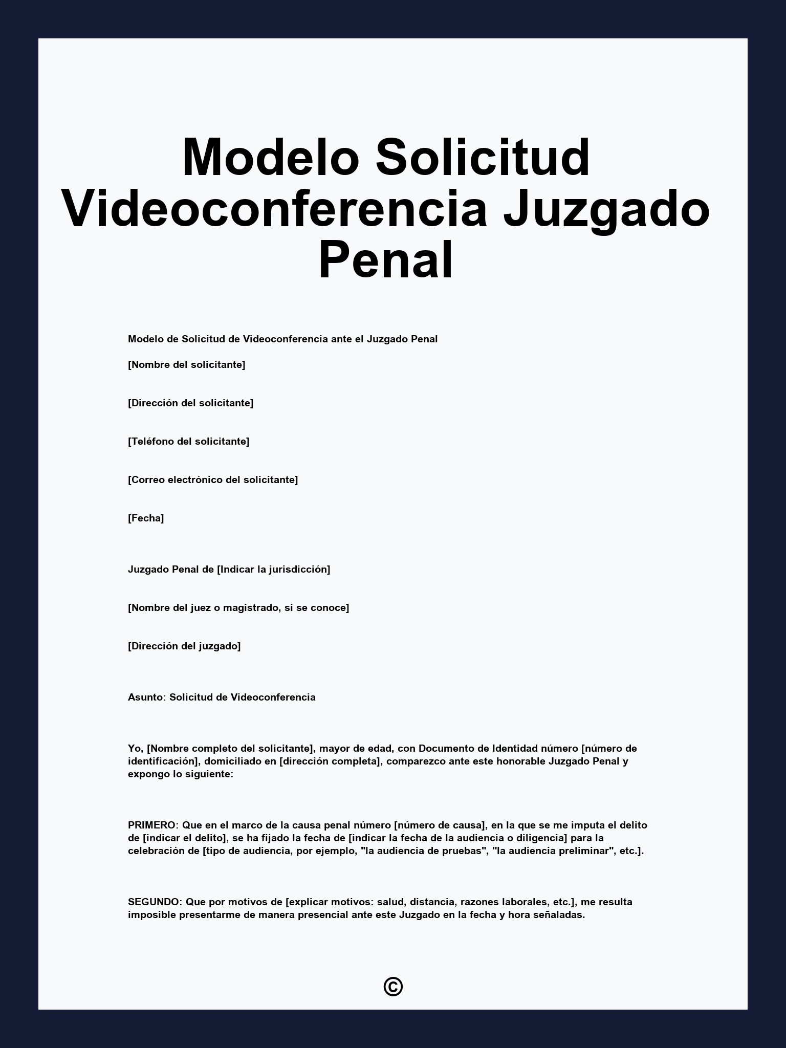 Modelo Solicitud Videoconferencia Juzgado Penal
