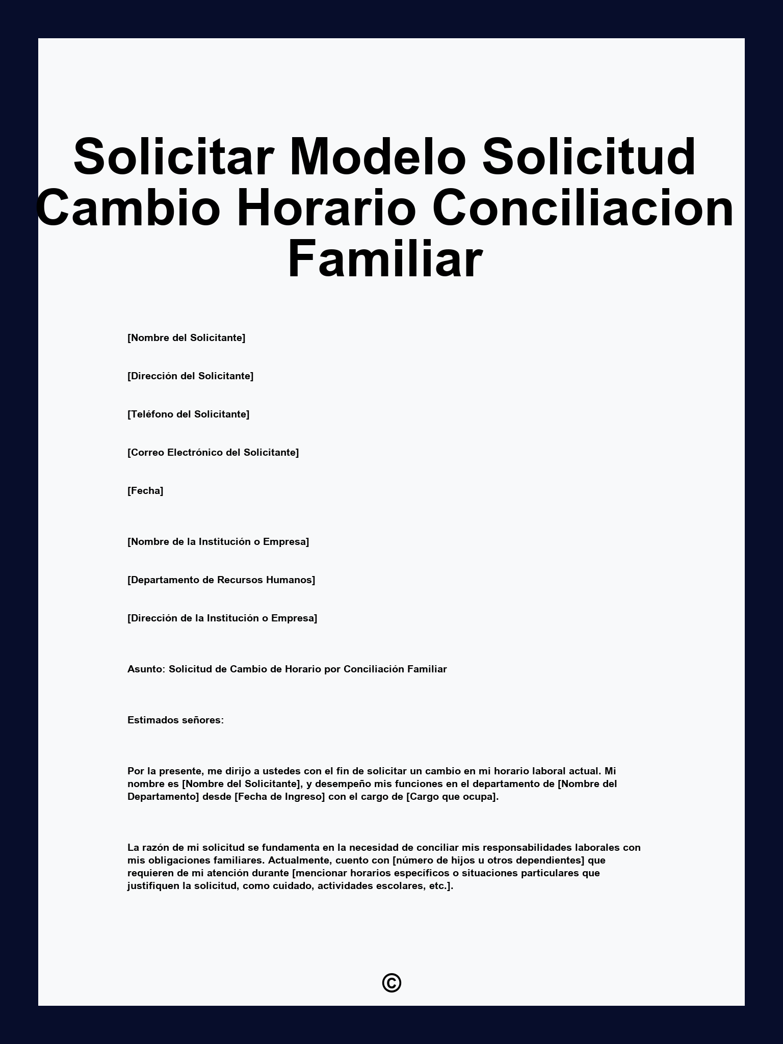Solicitar Modelo Solicitud Cambio Horario Conciliacion Familiar